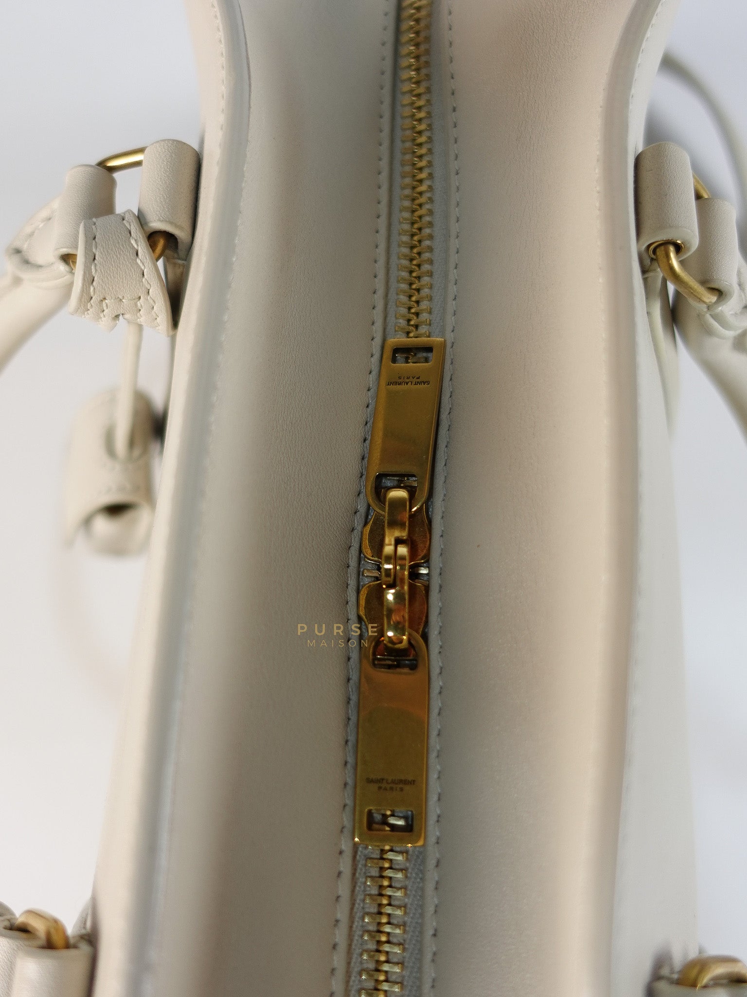 Lock Baby Duffle Crossbody Bag in Cream Calfskin Leather | Purse Maison Luxury Bags Shop