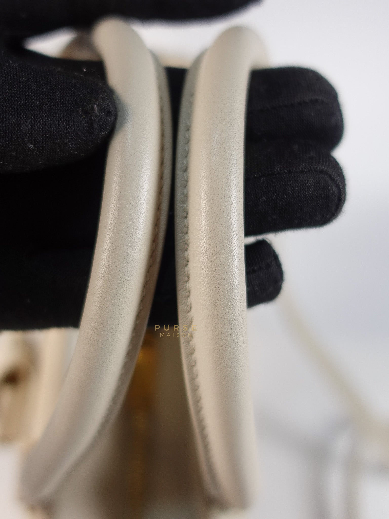 Lock Baby Duffle Crossbody Bag in Cream Calfskin Leather | Purse Maison Luxury Bags Shop