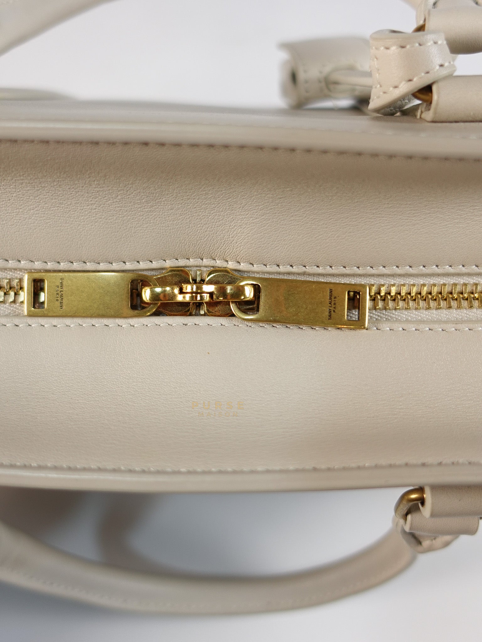 Lock Baby Duffle Crossbody Bag in Cream Calfskin Leather | Purse Maison Luxury Bags Shop