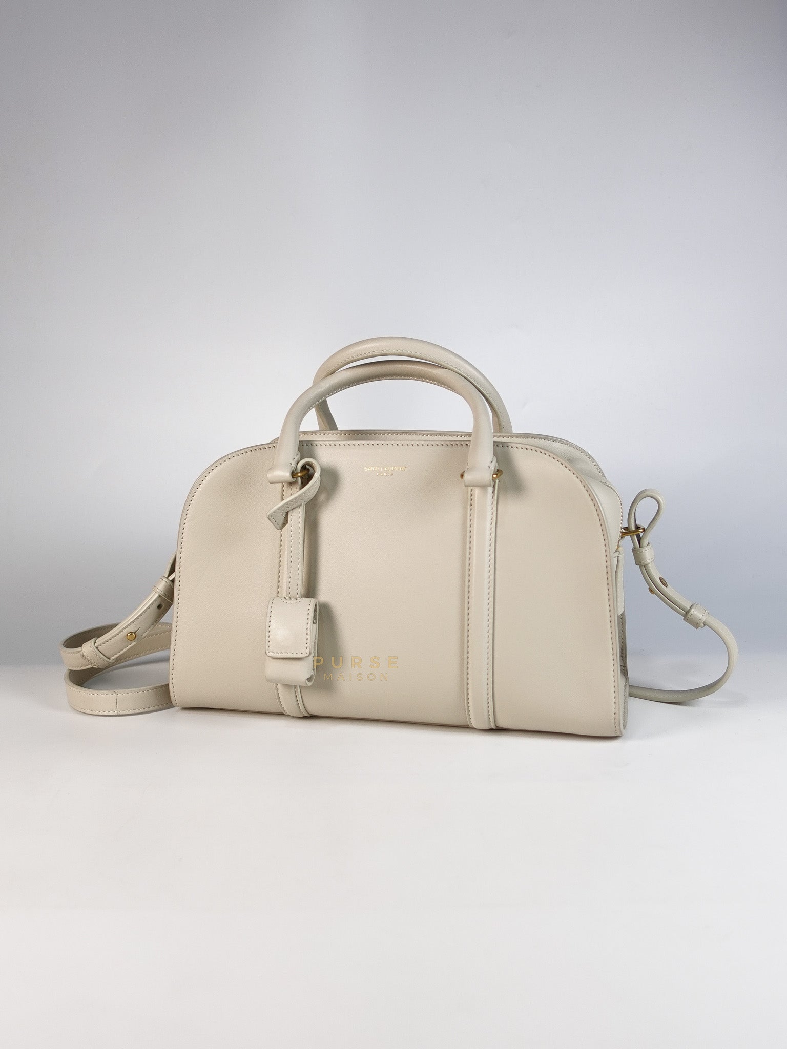 Lock Baby Duffle Crossbody Bag in Cream Calfskin Leather | Purse Maison Luxury Bags Shop