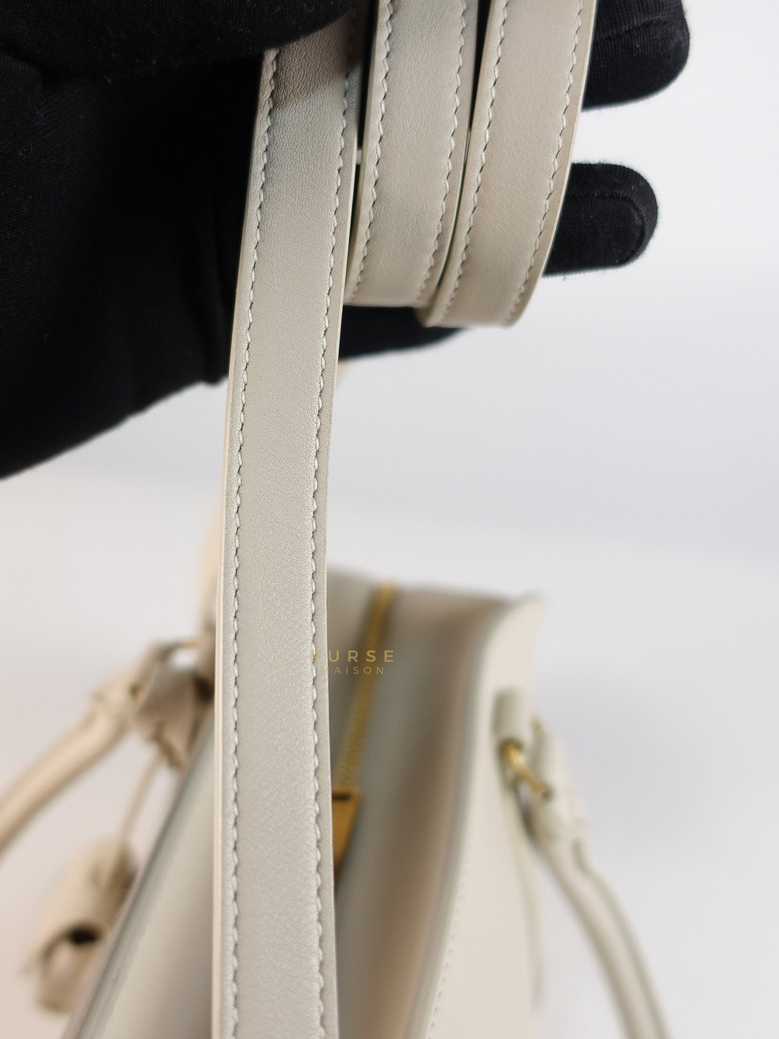 Lock Baby Duffle Crossbody Bag in Cream Calfskin Leather | Purse Maison Luxury Bags Shop