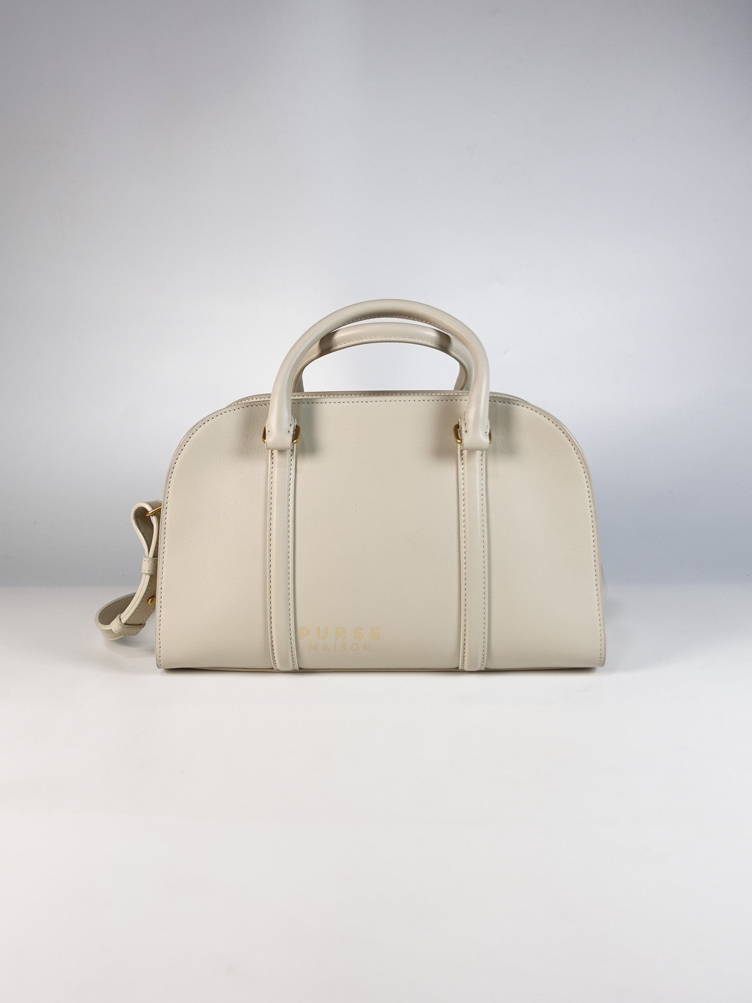 Lock Baby Duffle Crossbody Bag in Cream Calfskin Leather | Purse Maison Luxury Bags Shop