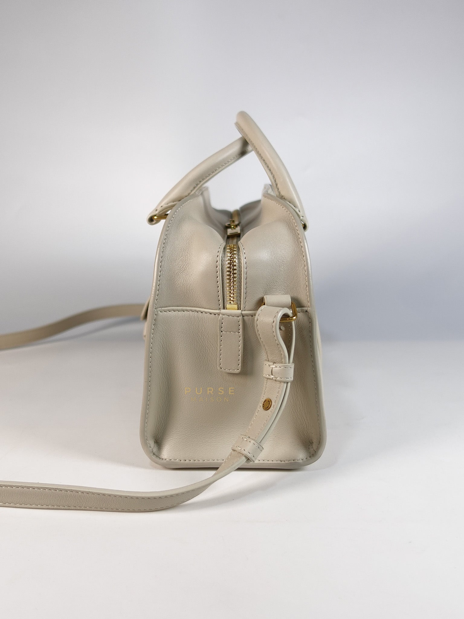 Lock Baby Duffle Crossbody Bag in Cream Calfskin Leather | Purse Maison Luxury Bags Shop
