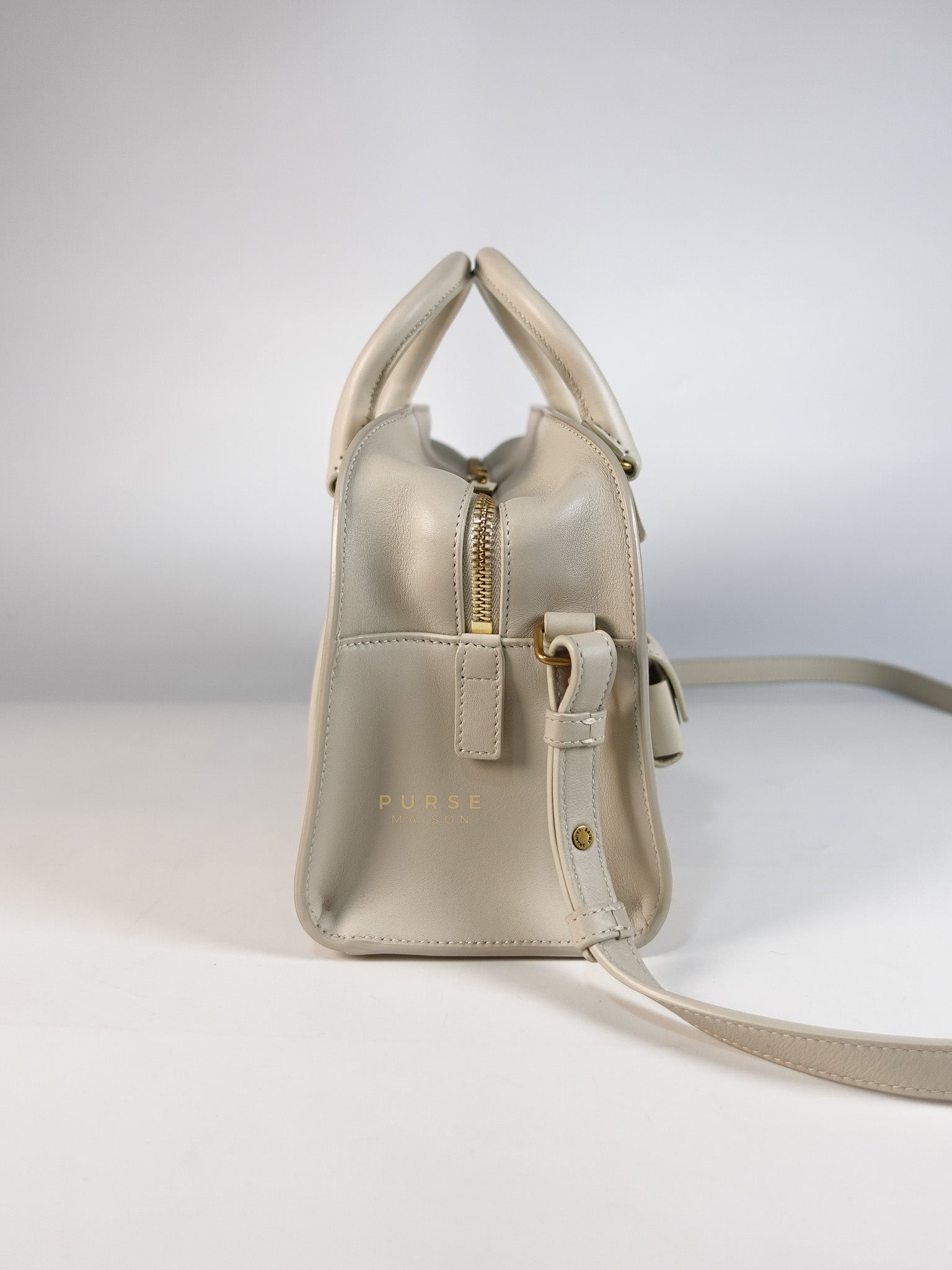 Lock Baby Duffle Crossbody Bag in Cream Calfskin Leather | Purse Maison Luxury Bags Shop