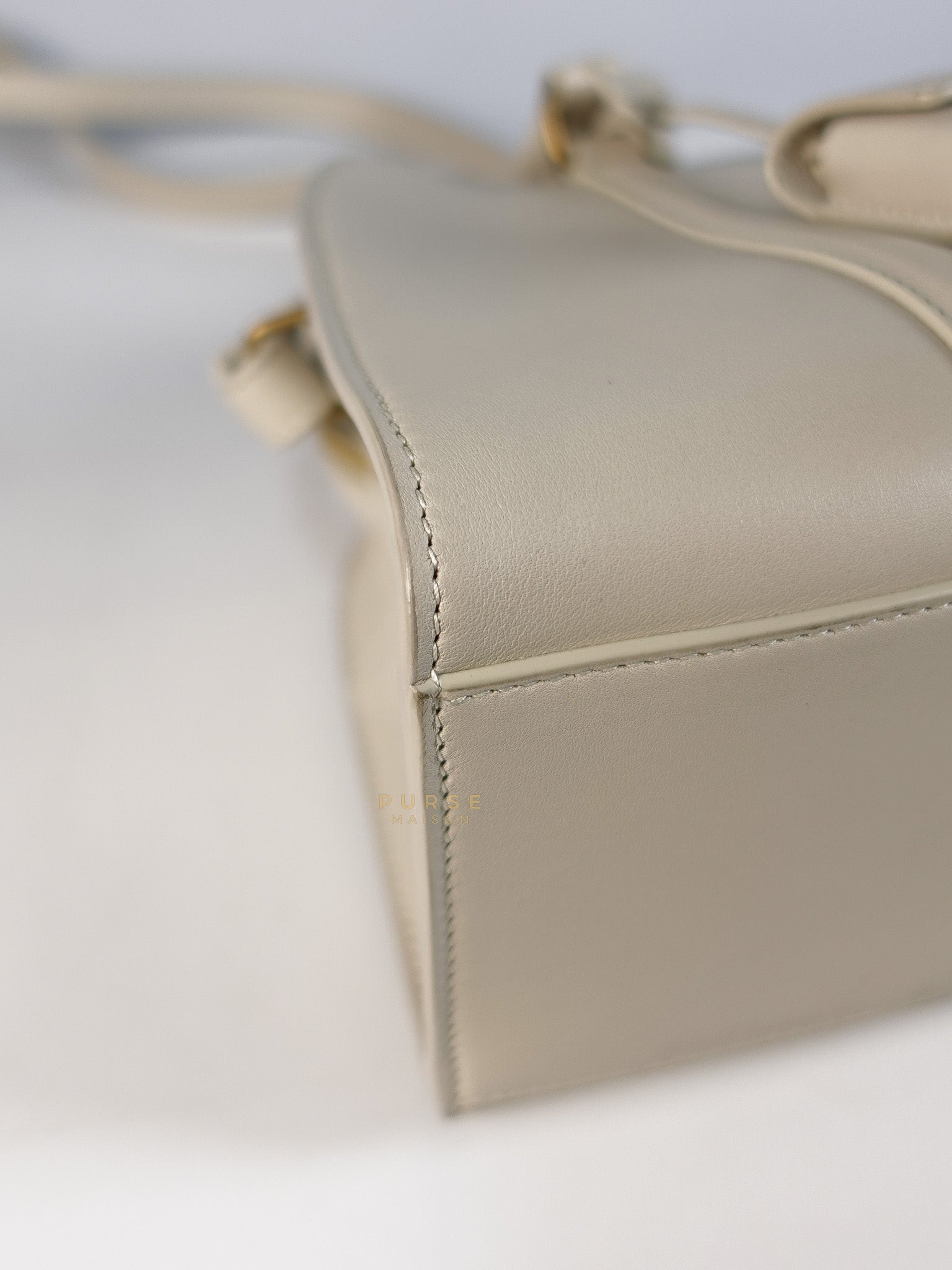 Lock Baby Duffle Crossbody Bag in Cream Calfskin Leather | Purse Maison Luxury Bags Shop