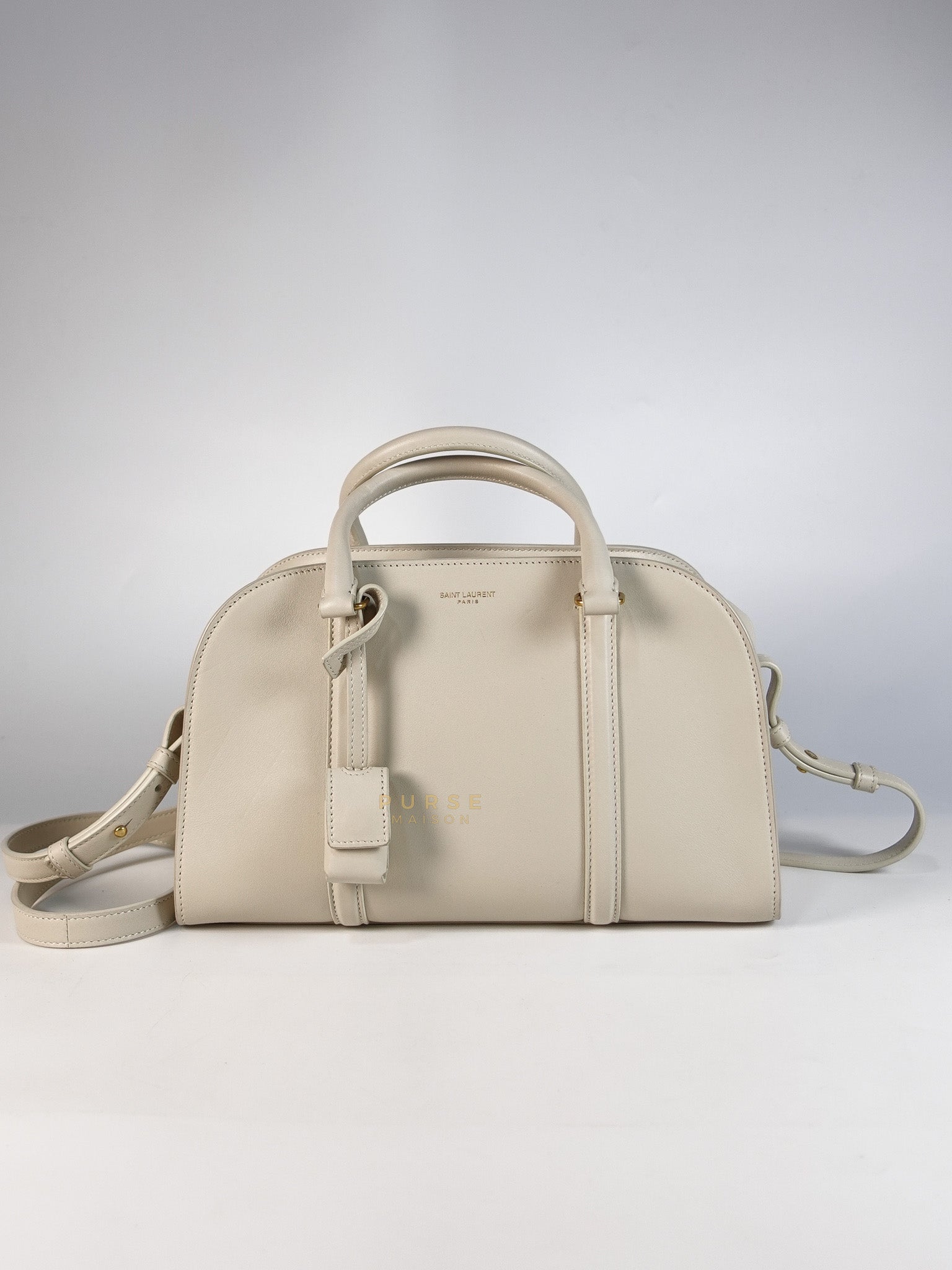 Lock Baby Duffle Crossbody Bag in Cream Calfskin Leather | Purse Maison Luxury Bags Shop