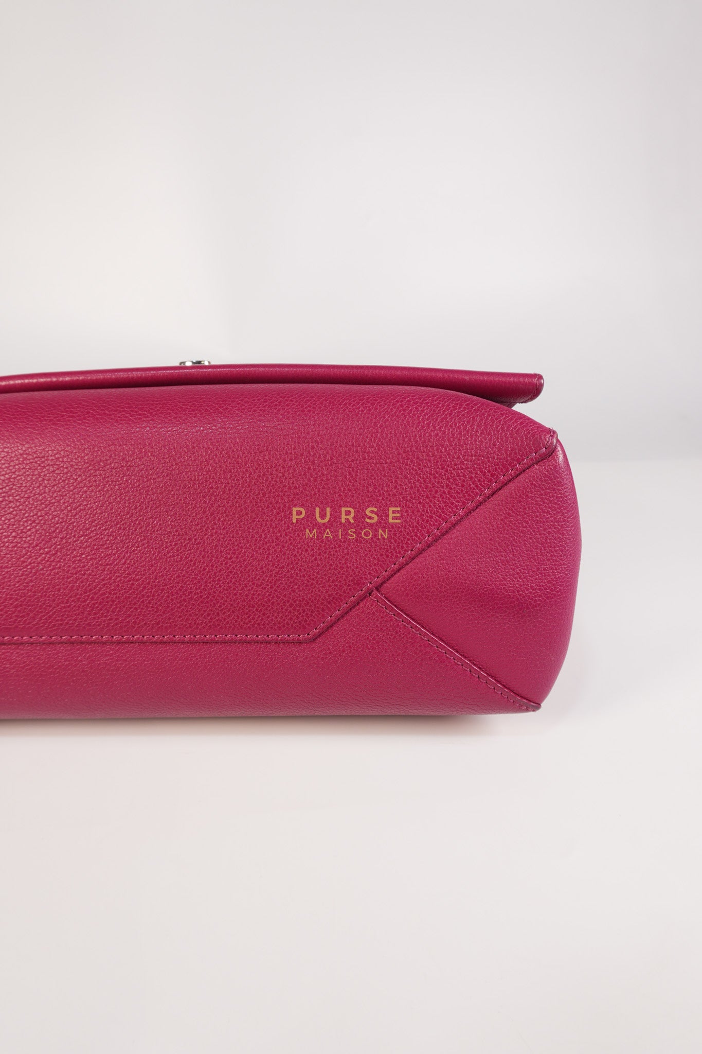 Lock Me II Top Handle Bag in Fuchsia Pink Calfskin Leather & Silver Hardware (Date Code: FL2165) | Purse Maison Luxury Bags Shop