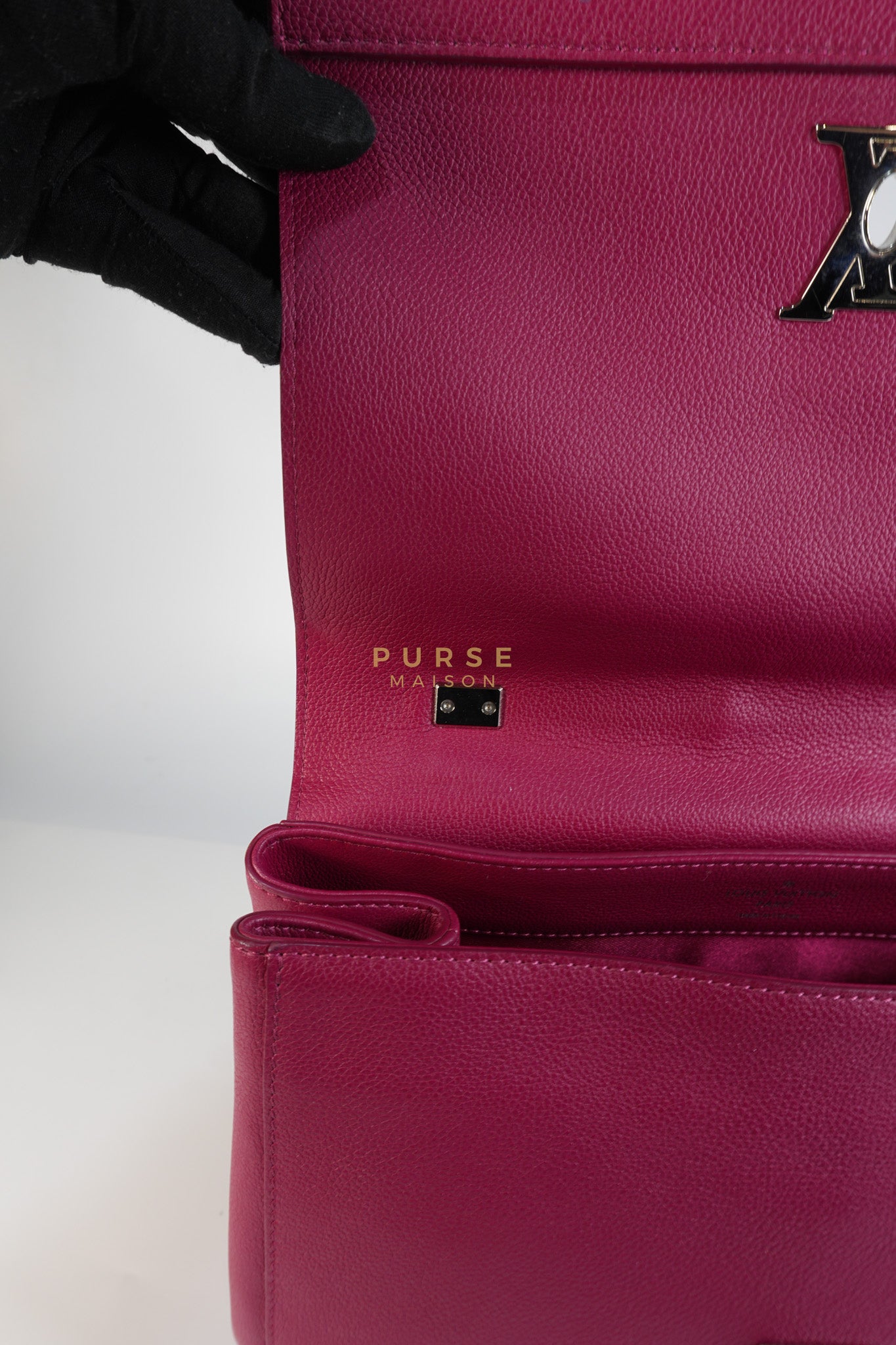 Lock Me II Top Handle Bag in Fuchsia Pink Calfskin Leather & Silver Hardware (Date Code: FL2165) | Purse Maison Luxury Bags Shop