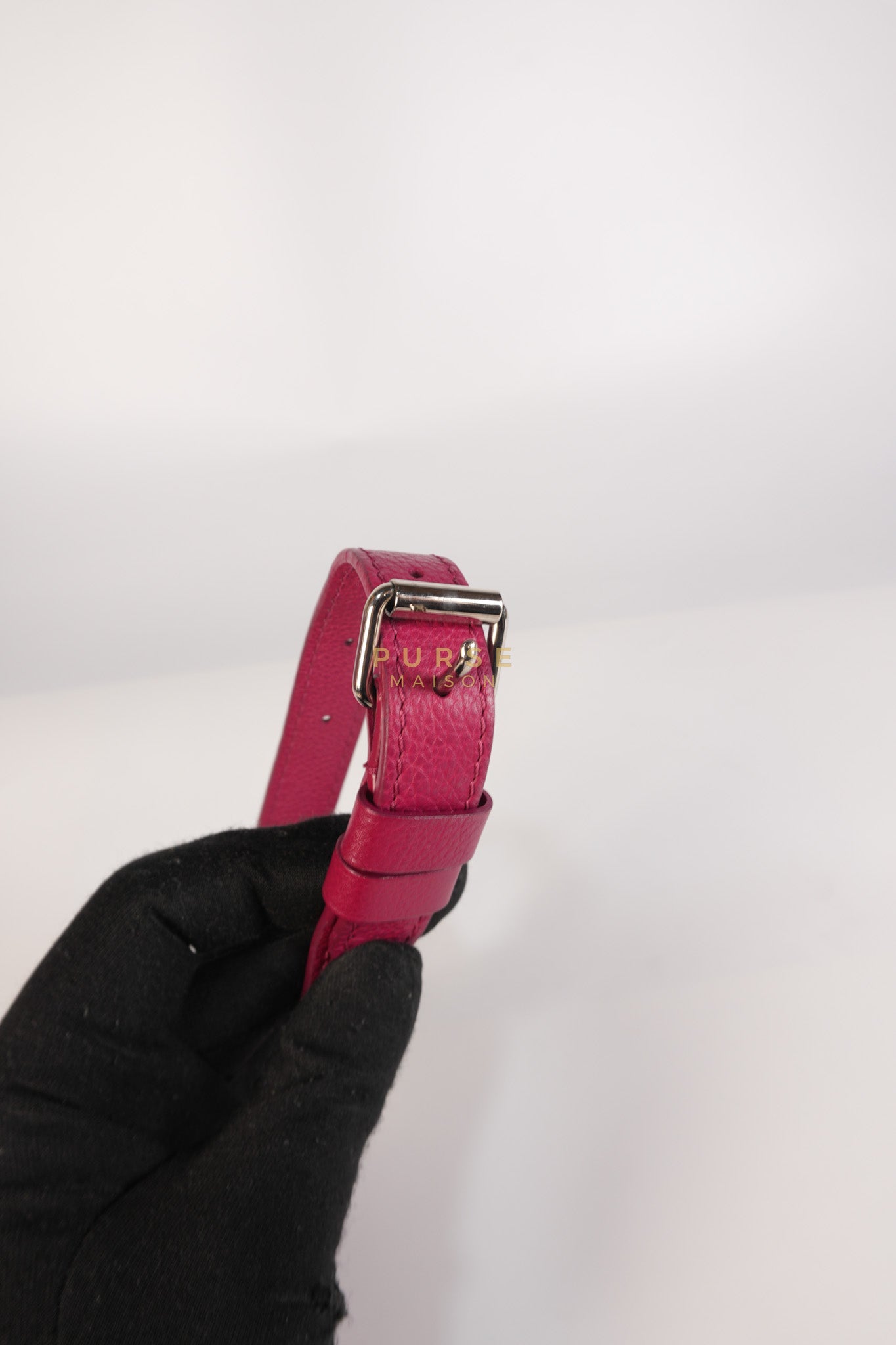 Lock Me II Top Handle Bag in Fuchsia Pink Calfskin Leather & Silver Hardware (Date Code: FL2165) | Purse Maison Luxury Bags Shop