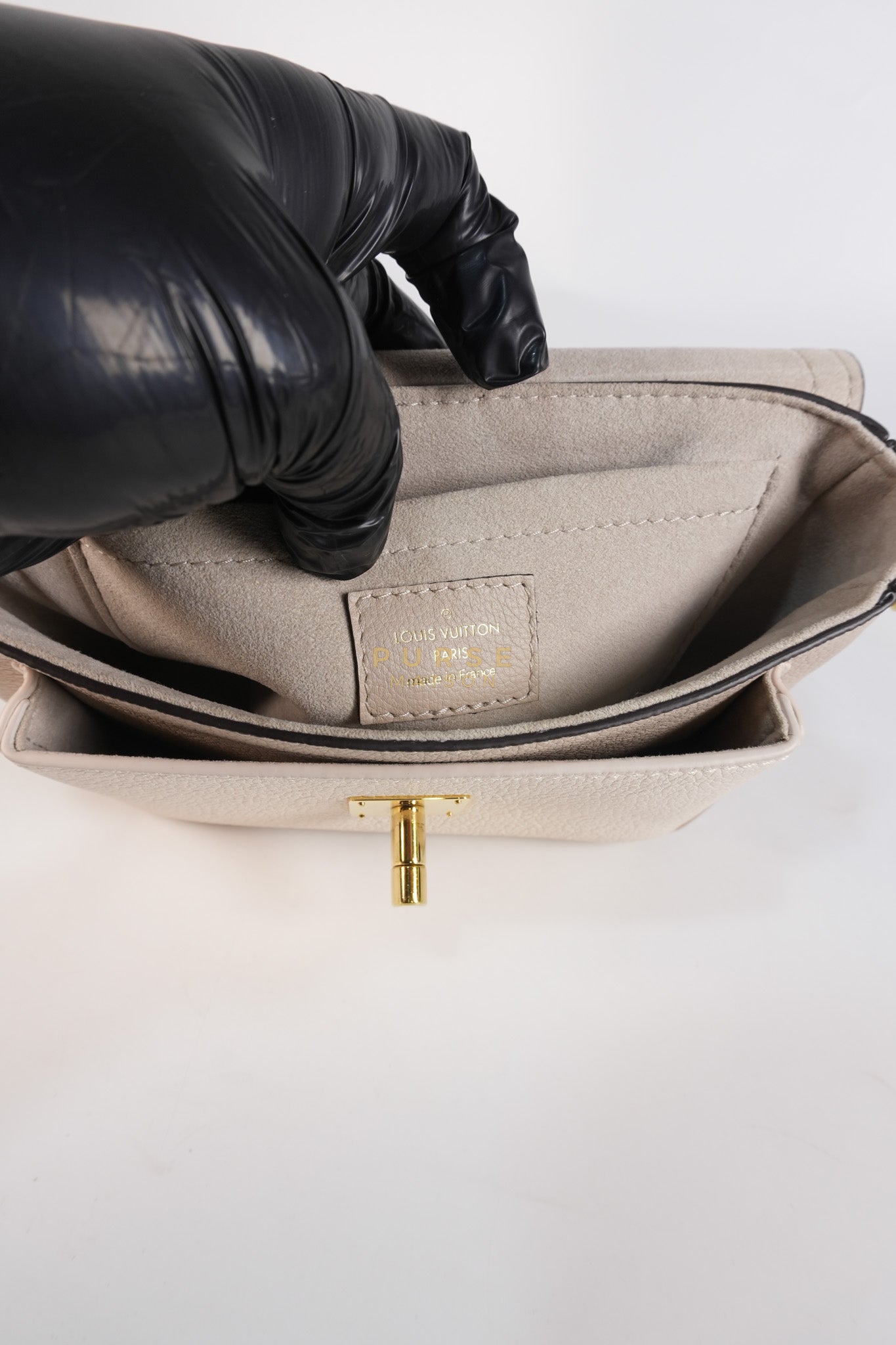 Lock Me Tender BB Bag in Beige Grained Calfskin Leather & Gold Hardware Microchip | Purse Maison Luxury Bags Shop