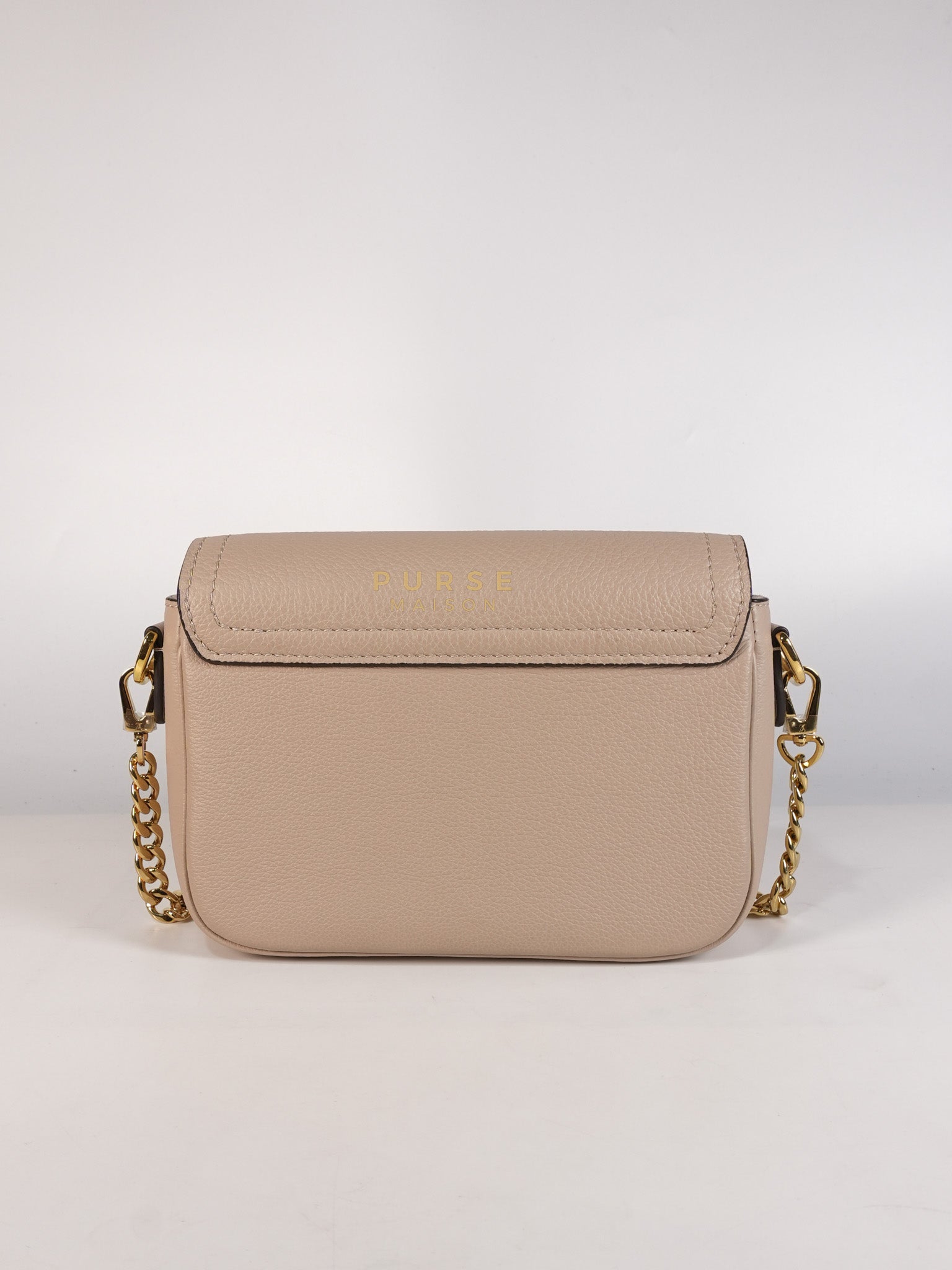 Lock Me Tender BB Bag in Beige Grained Calfskin Leather & Gold Hardware Microchip | Purse Maison Luxury Bags Shop