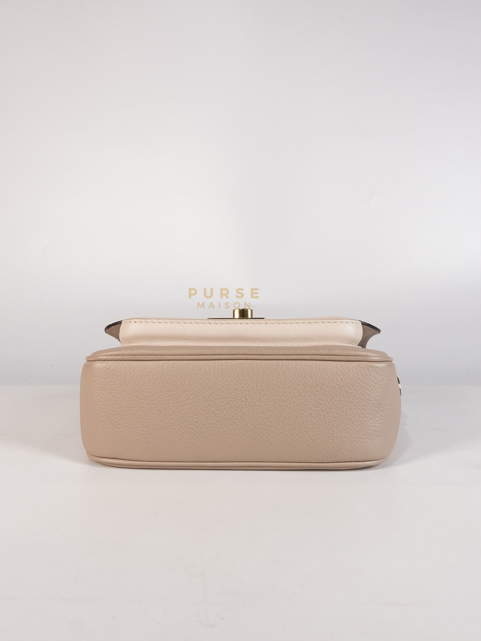 Lock Me Tender BB Bag in Beige Grained Calfskin Leather & Gold Hardware Microchip | Purse Maison Luxury Bags Shop