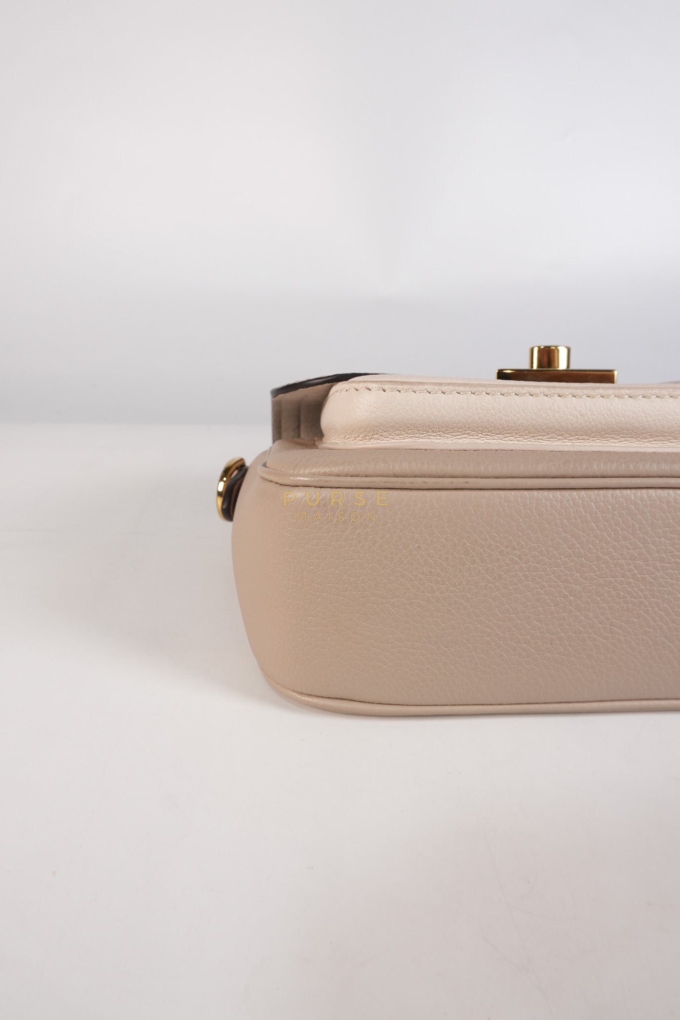 Lock Me Tender BB Bag in Beige Grained Calfskin Leather & Gold Hardware Microchip | Purse Maison Luxury Bags Shop