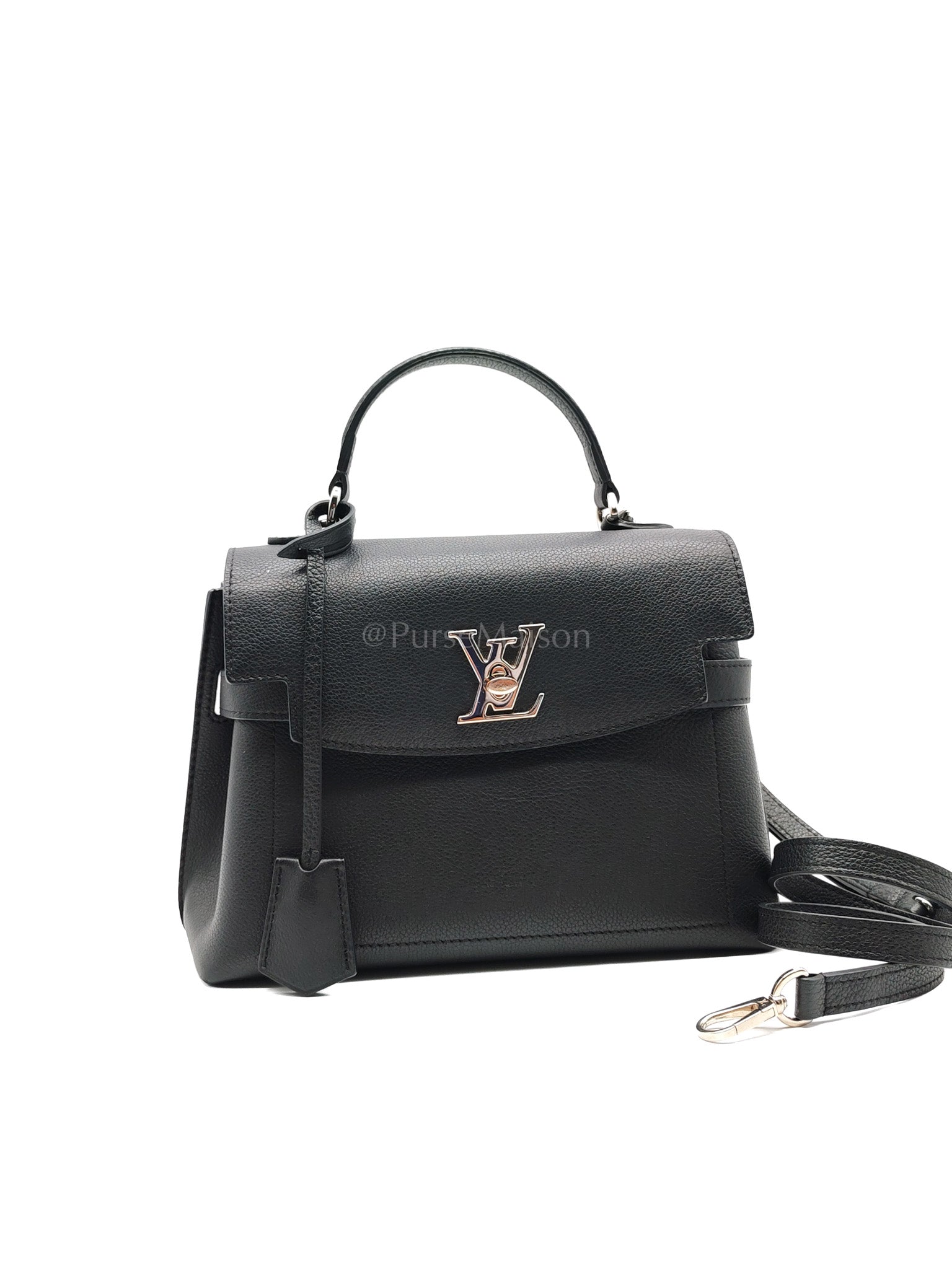 Lockme Ever BB Black Satchel Calfskin Leather Silver Hardware | Purse Maison Luxury Bags Shop