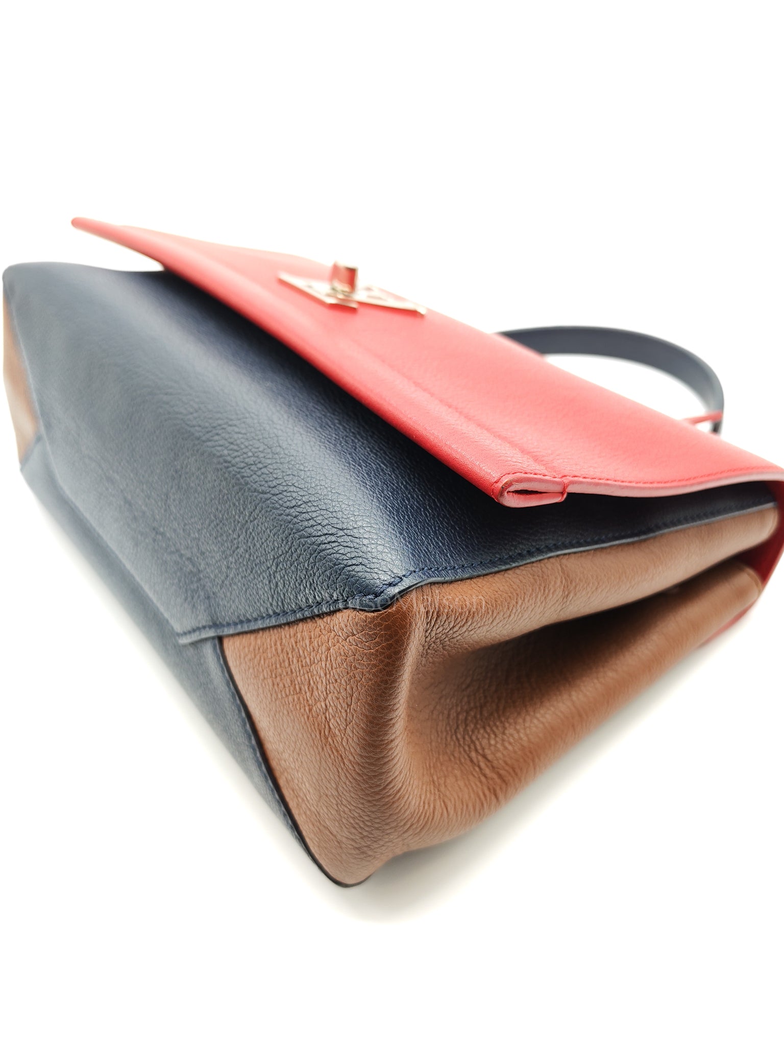 LockMe II 2 Way Handbag Red/Brown/Navy Silver Hardware (Microchip) | Purse Maison Luxury Bags Shop