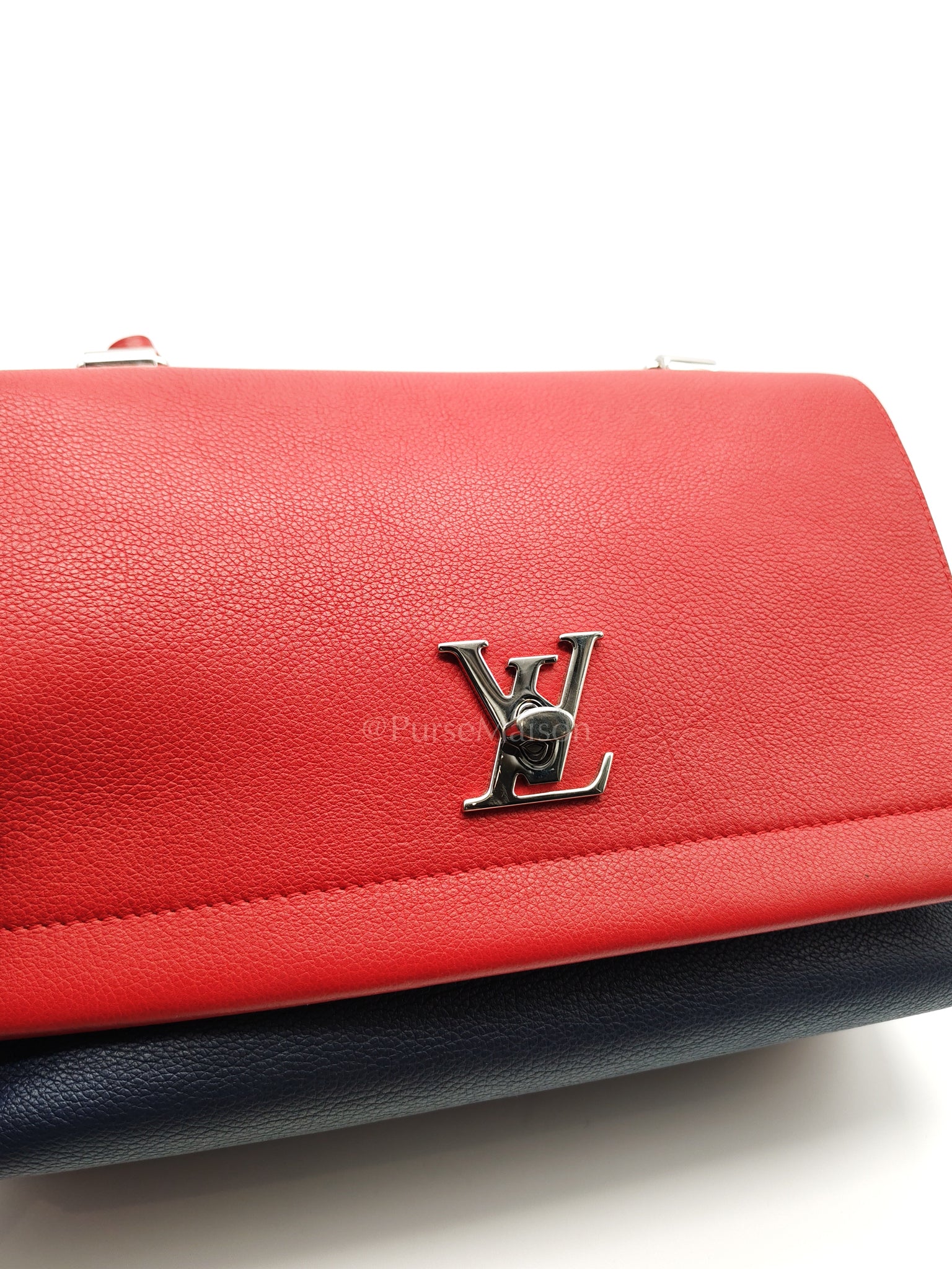 LockMe II 2 Way Handbag Red/Brown/Navy Silver Hardware (Microchip) | Purse Maison Luxury Bags Shop