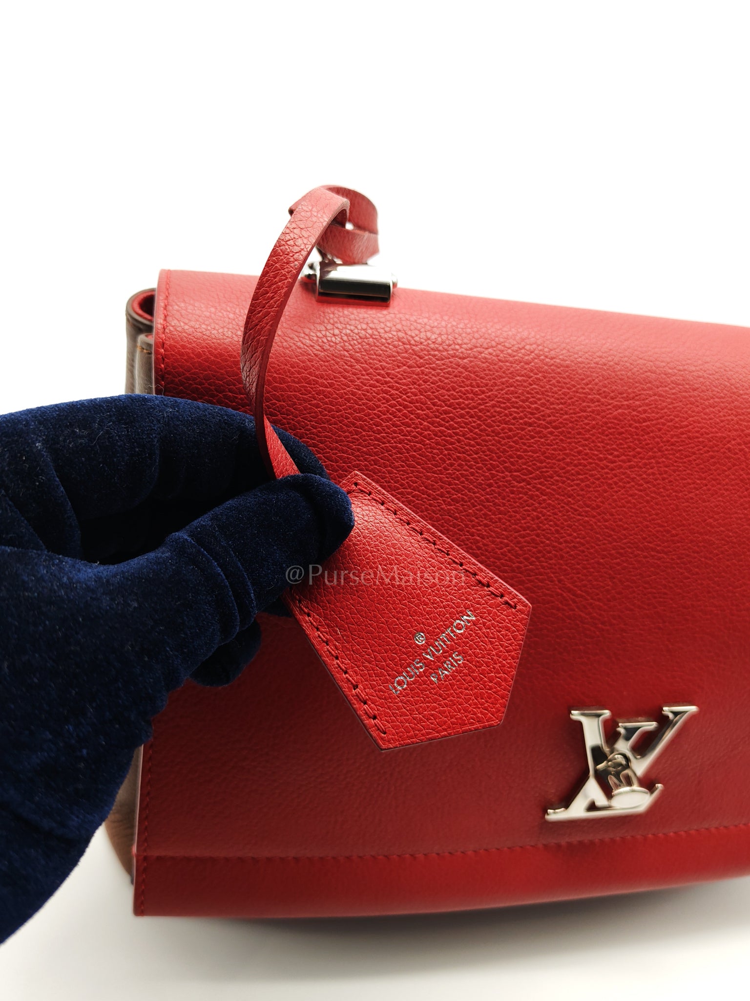 LockMe II 2 Way Handbag Red/Brown/Navy Silver Hardware (Microchip) | Purse Maison Luxury Bags Shop