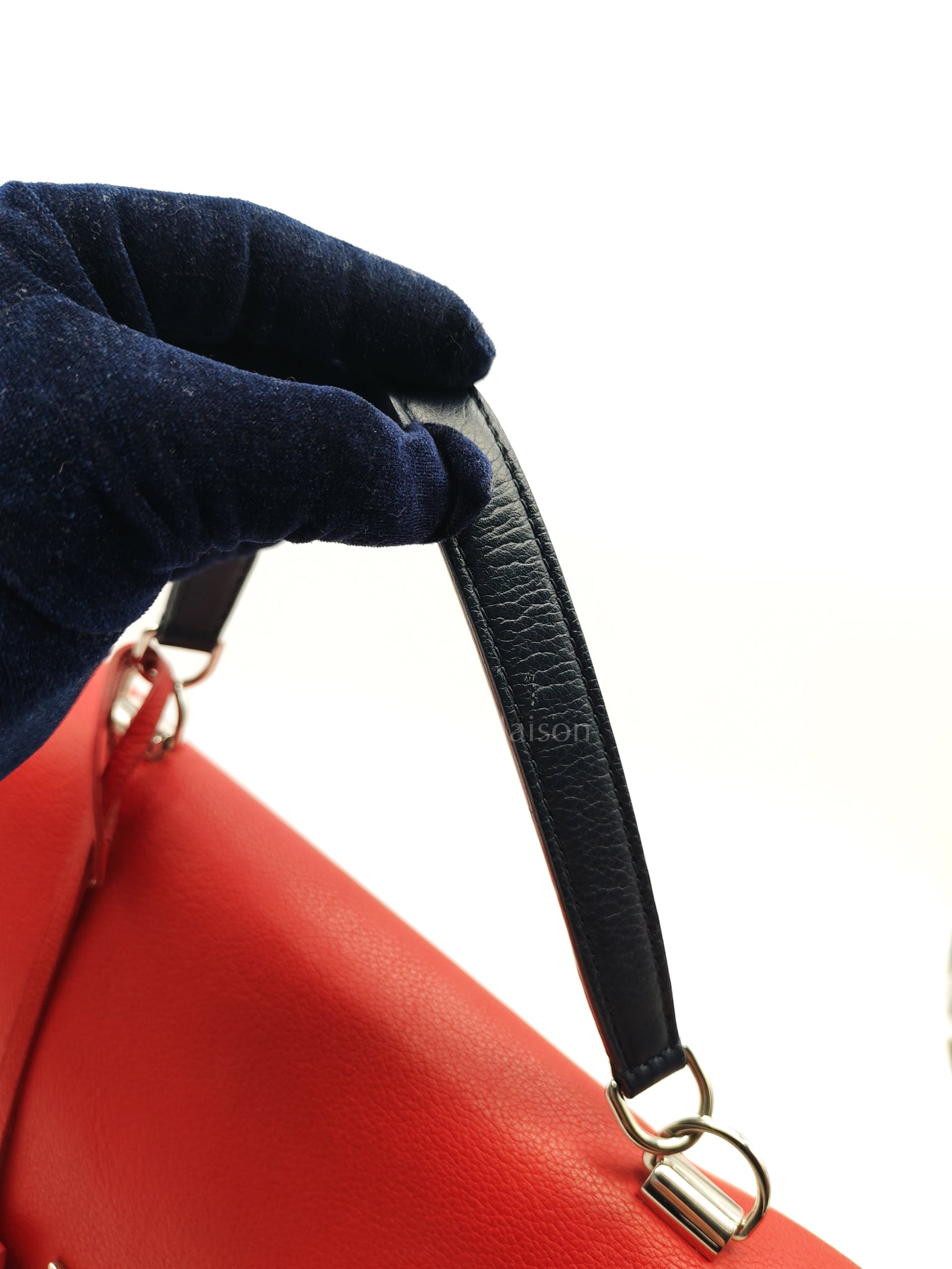 LockMe II 2 Way Handbag Red/Brown/Navy Silver Hardware (Microchip) | Purse Maison Luxury Bags Shop