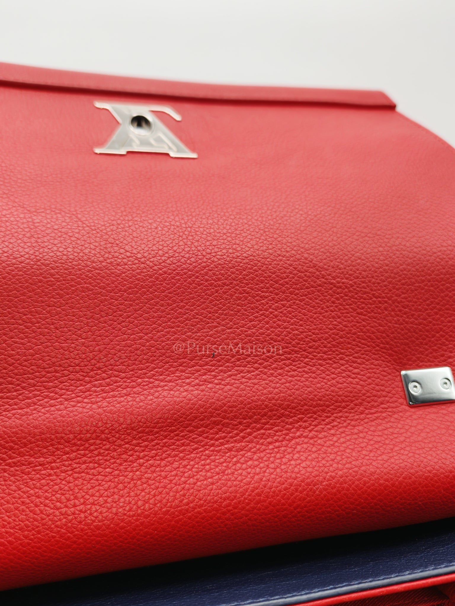 LockMe II 2 Way Handbag Red/Brown/Navy Silver Hardware (Microchip) | Purse Maison Luxury Bags Shop