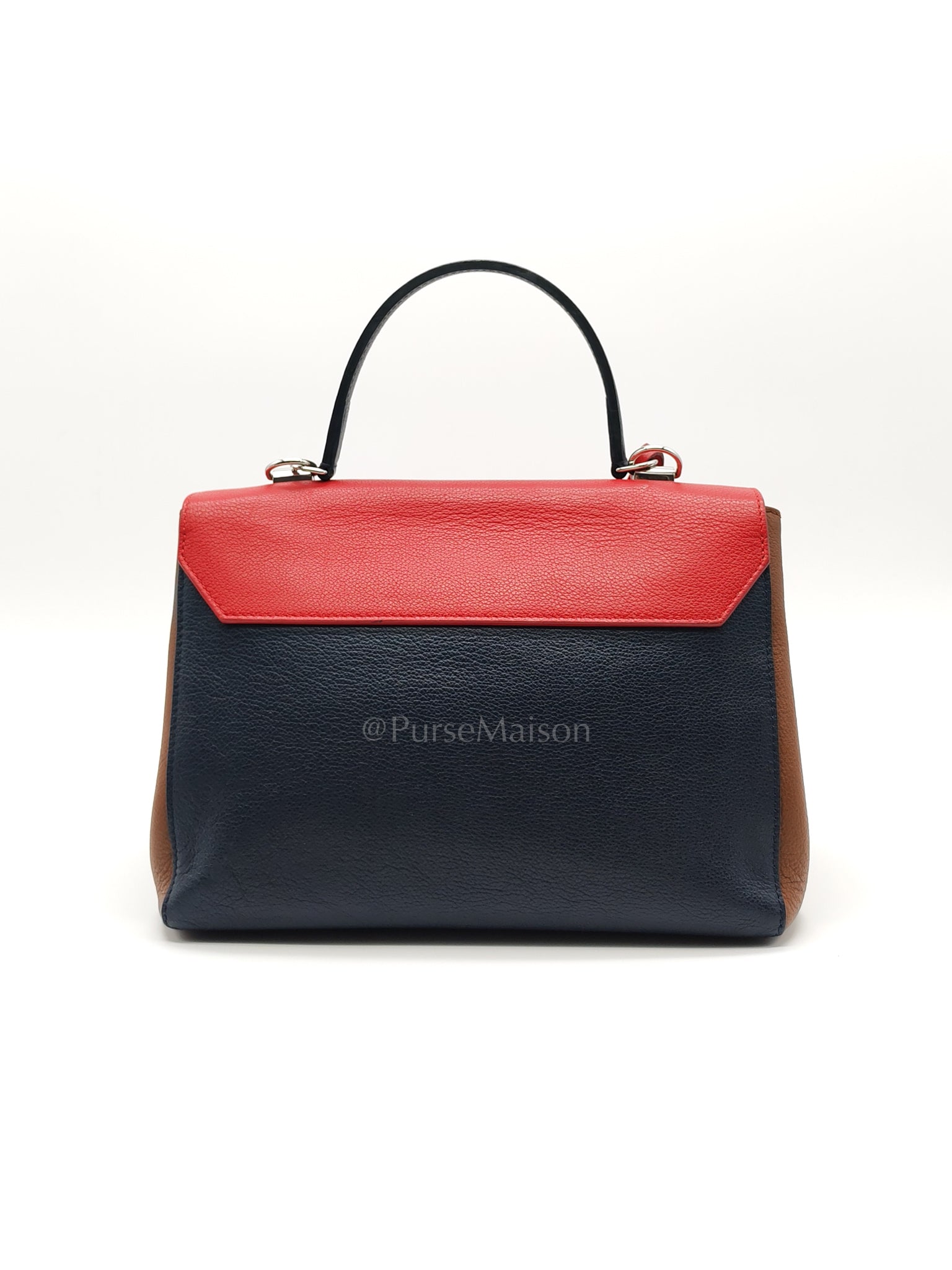 LockMe II 2 Way Handbag Red/Brown/Navy Silver Hardware (Microchip) | Purse Maison Luxury Bags Shop
