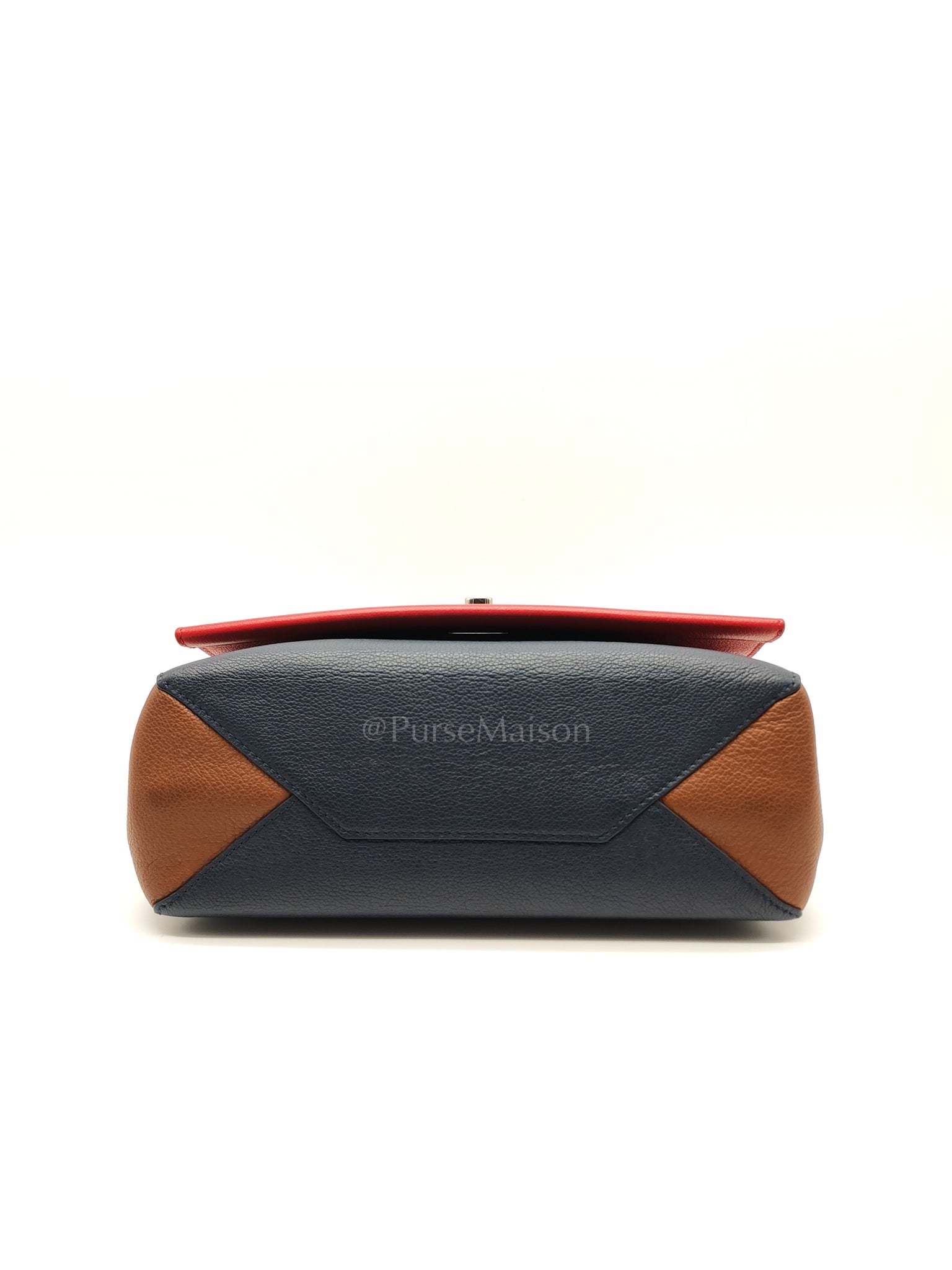 LockMe II 2 Way Handbag Red/Brown/Navy Silver Hardware (Microchip) | Purse Maison Luxury Bags Shop