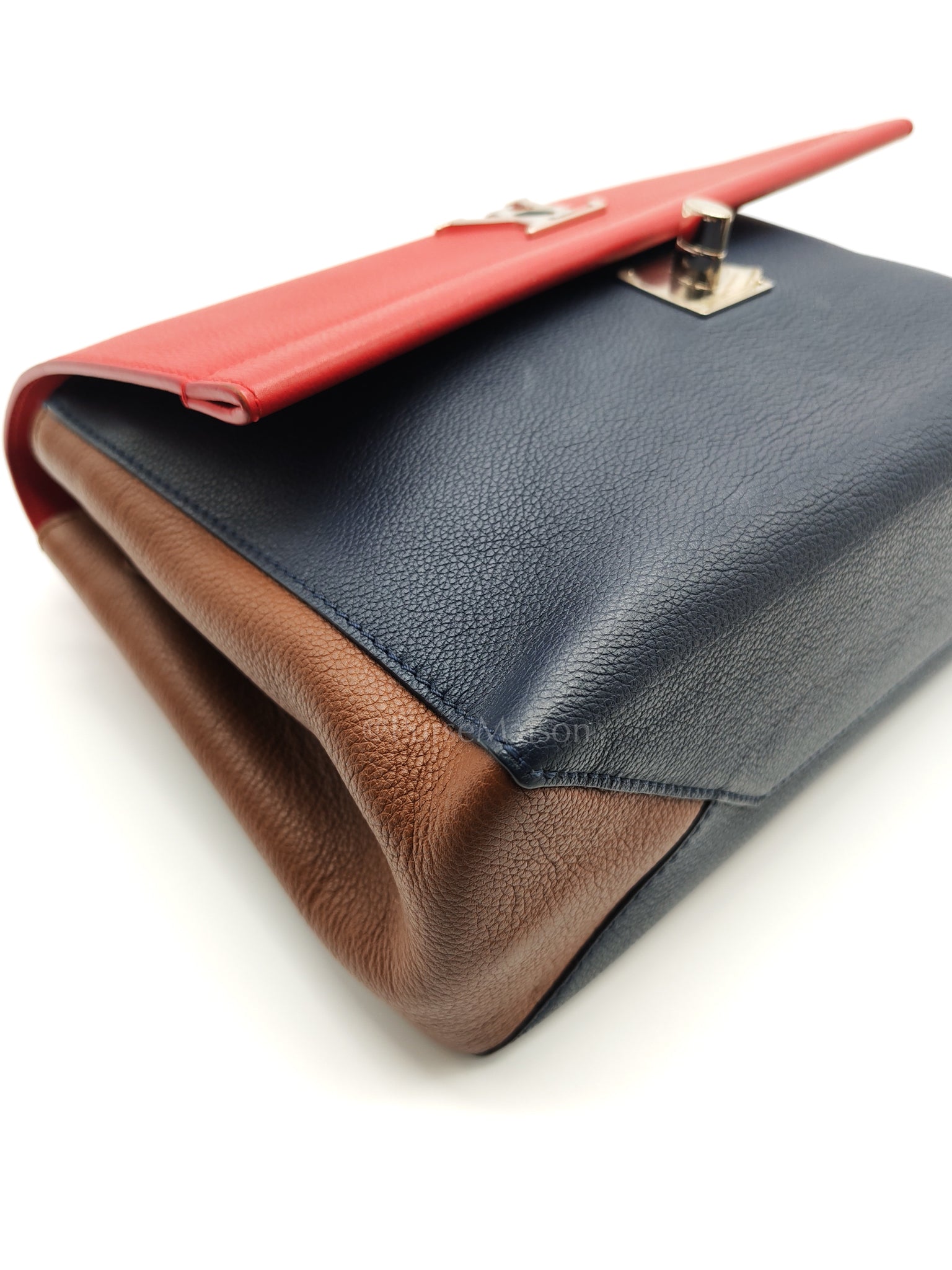 LockMe II 2 Way Handbag Red/Brown/Navy Silver Hardware (Microchip) | Purse Maison Luxury Bags Shop