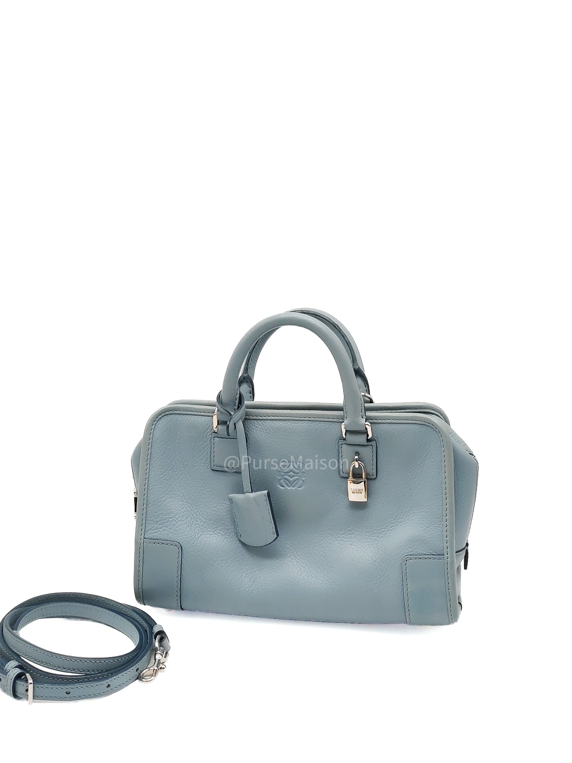 Loewe Amazon Small Stone Blue Soft Graine Calfskin Leather Shoulder Bag | Purse Maison Luxury Bags Shop