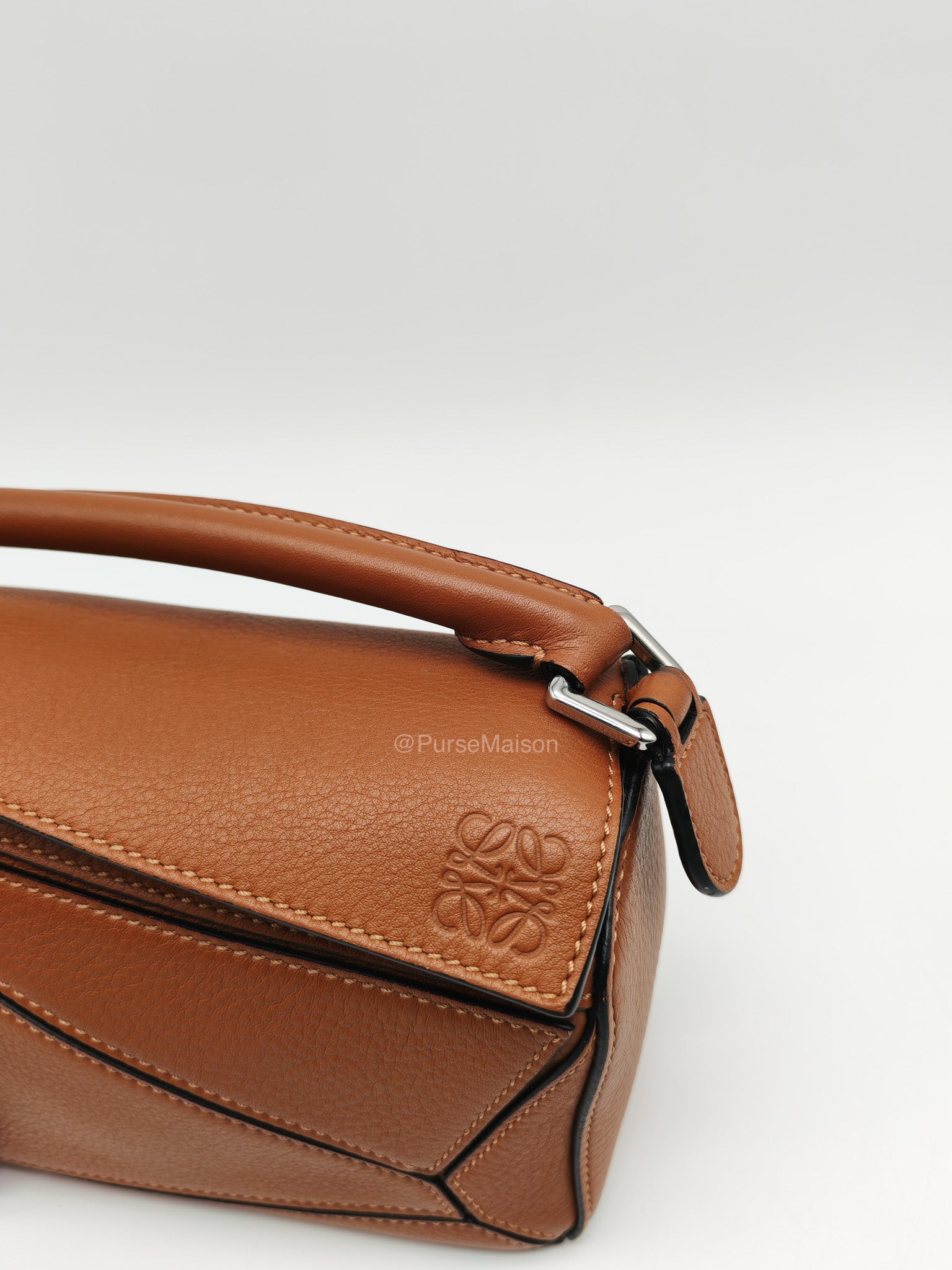 Loewe Bolso Puzzle Bag Mini in Tan Soft Grained Calfskin Silver Hardware(Old Version) | Purse Maison Luxury Bags Shop