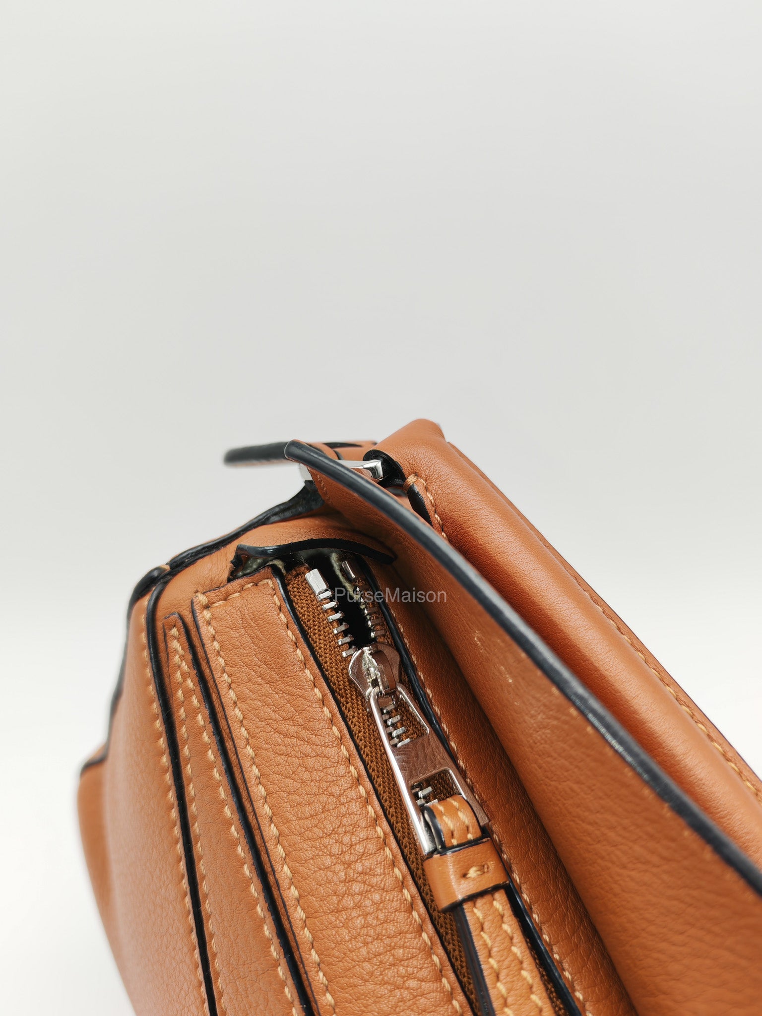 Loewe Bolso Puzzle Bag Mini in Tan Soft Grained Calfskin Silver Hardware(Old Version) | Purse Maison Luxury Bags Shop