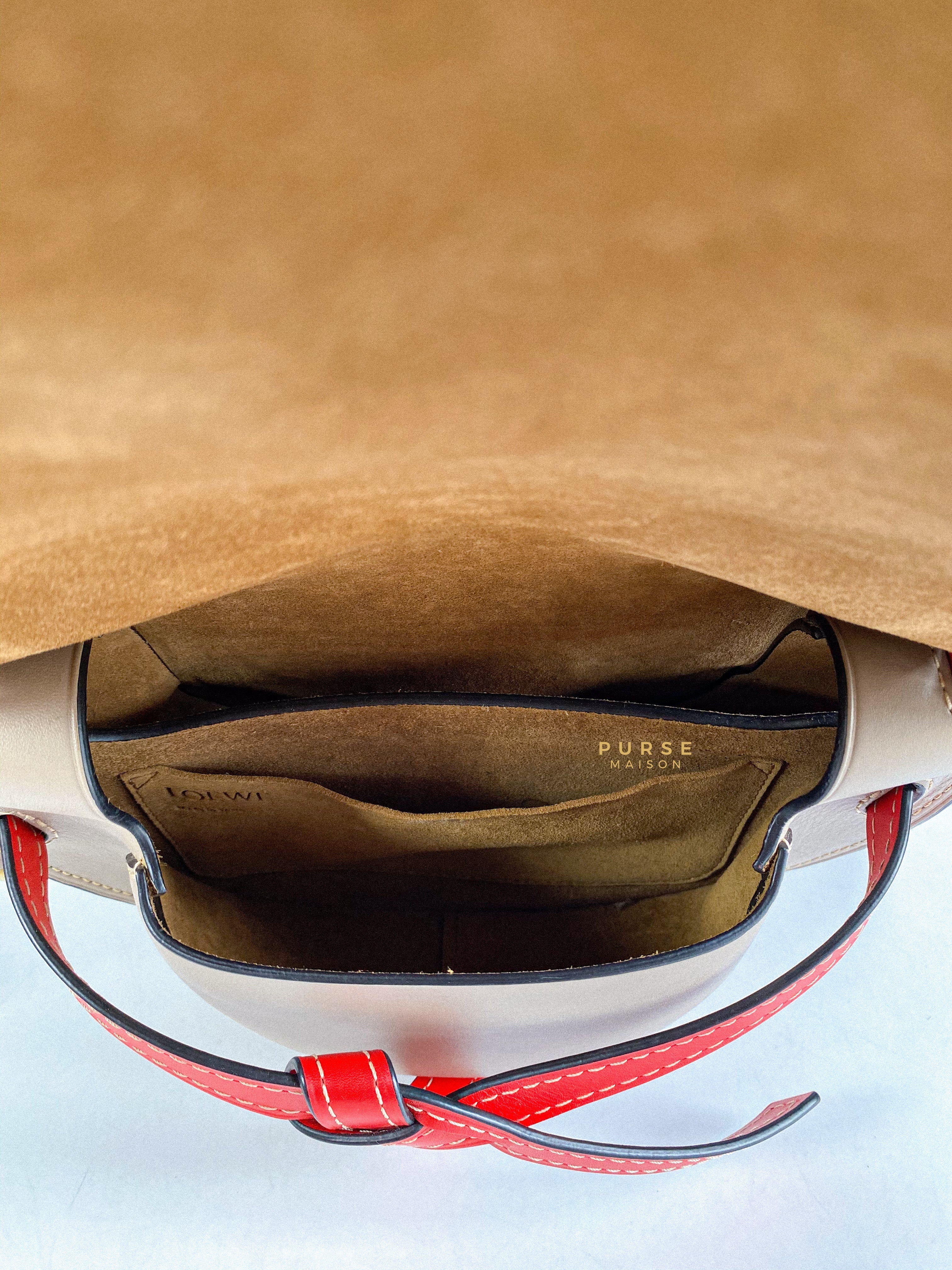 Loewe Gate Small in Red/White/Gray Leather