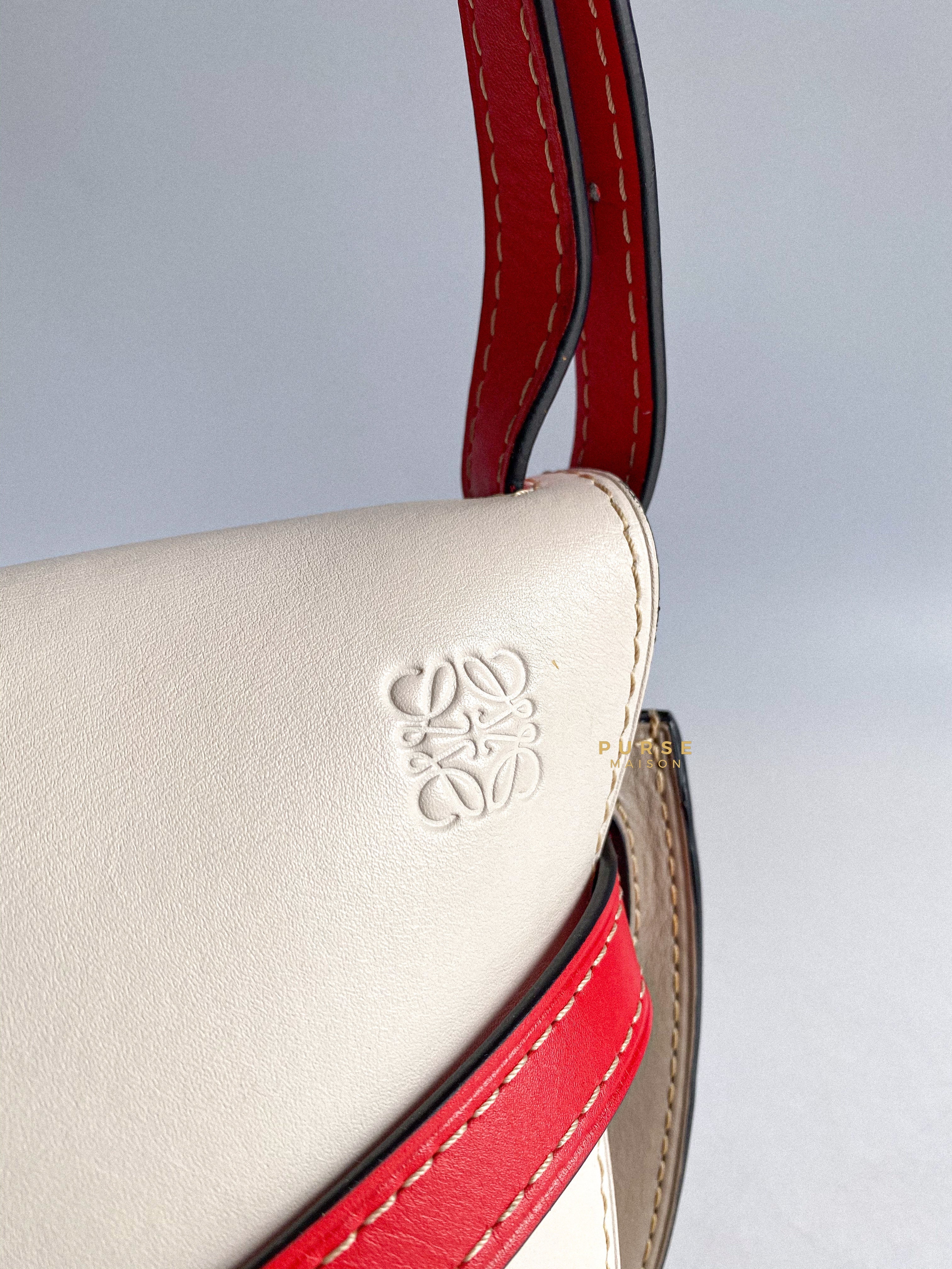 Loewe Gate Small in Red/White/Gray Leather