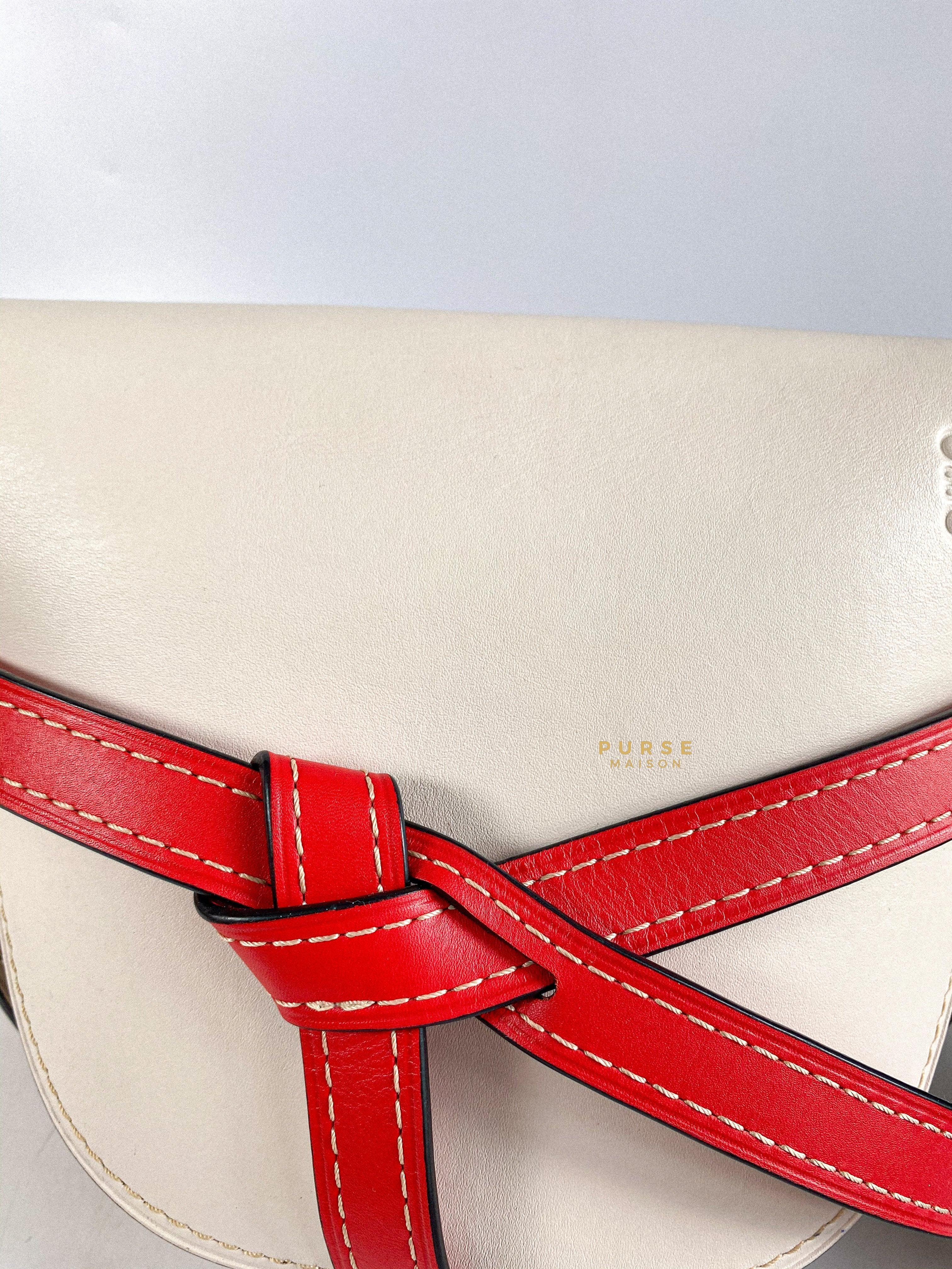 Loewe Gate Small in Red/White/Gray Leather