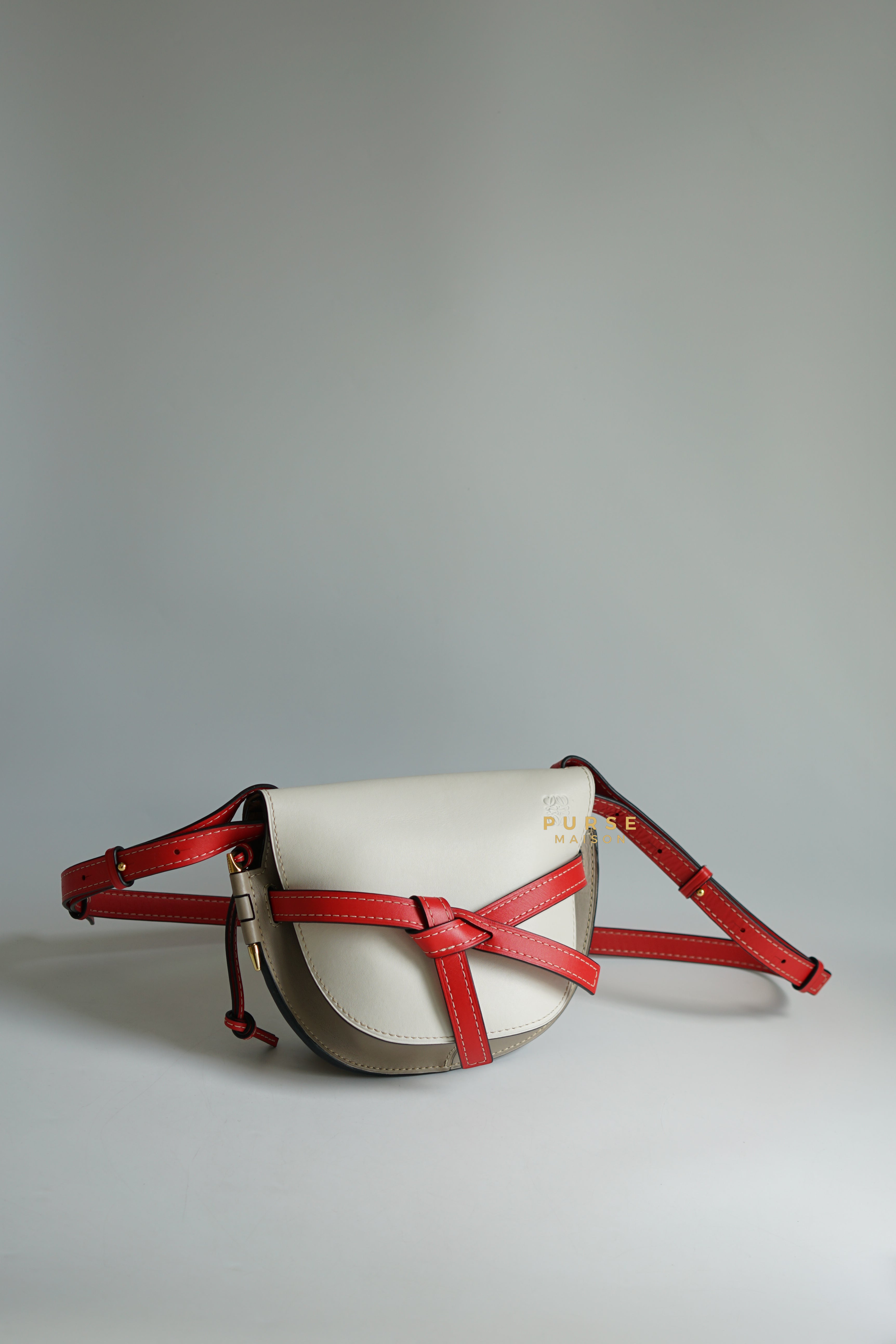 Loewe Gate Small in Red/White/Gray Leather
