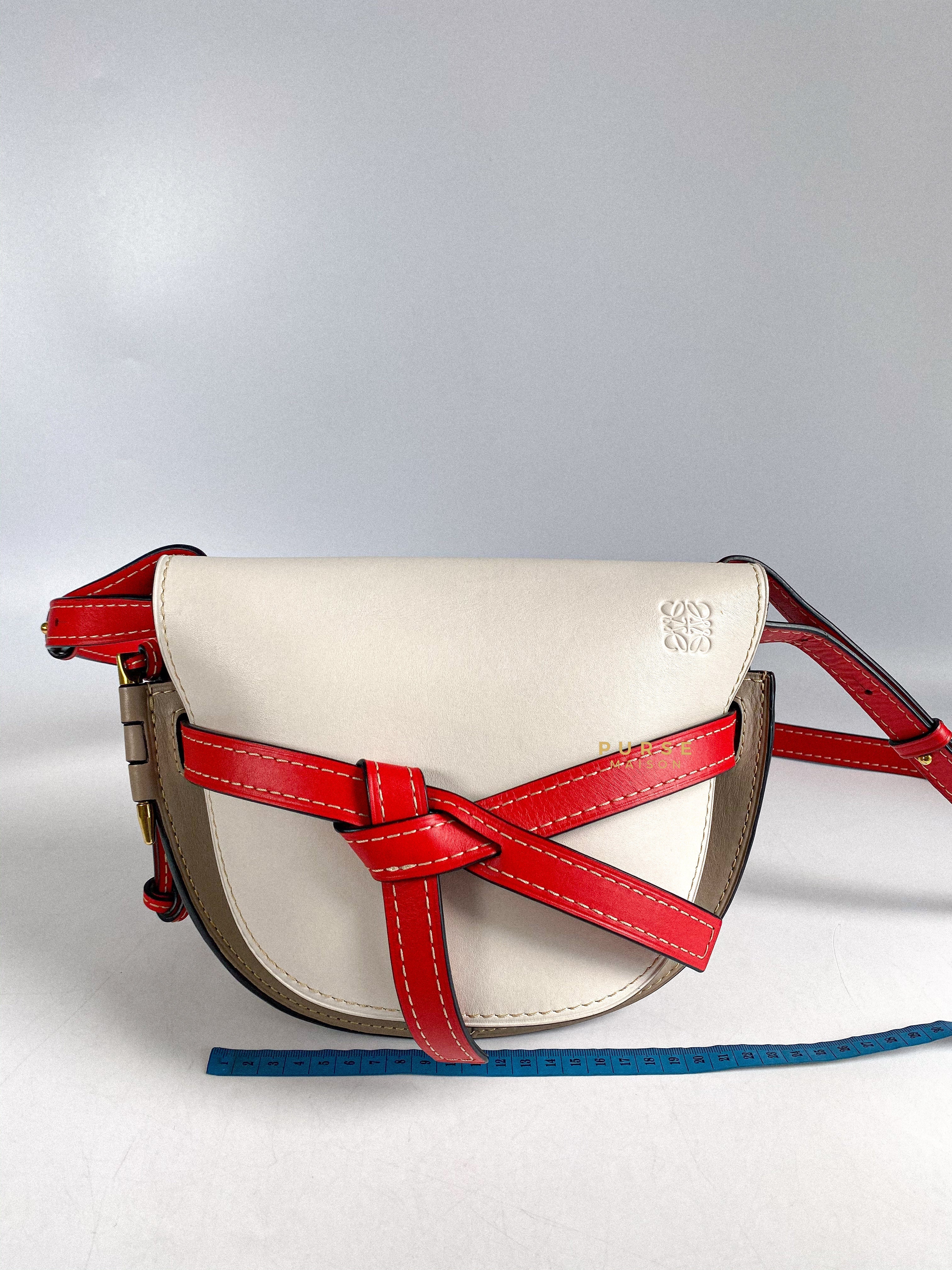 Loewe Gate Small in Red/White/Gray Leather