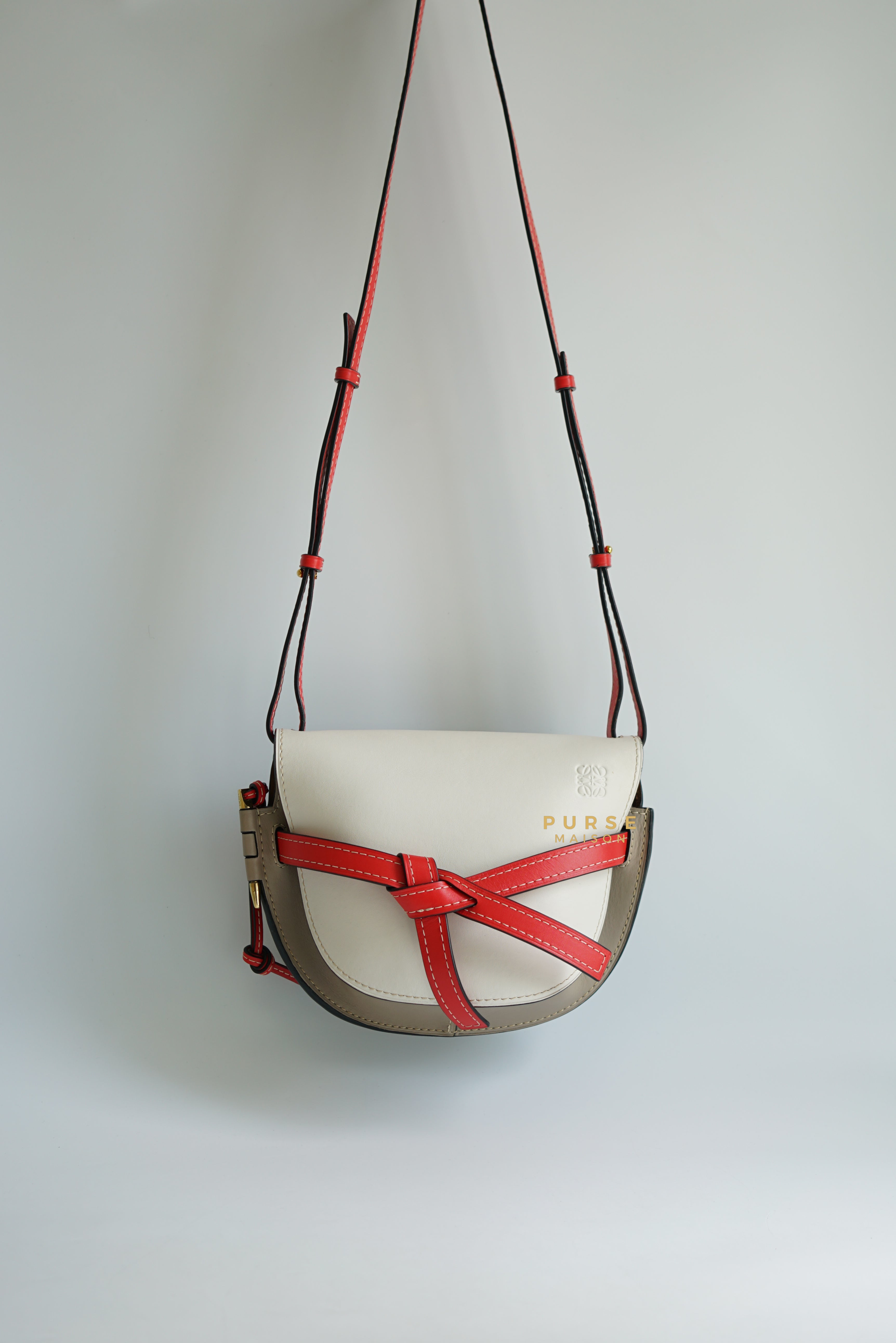 Loewe Gate Small in Red/White/Gray Leather