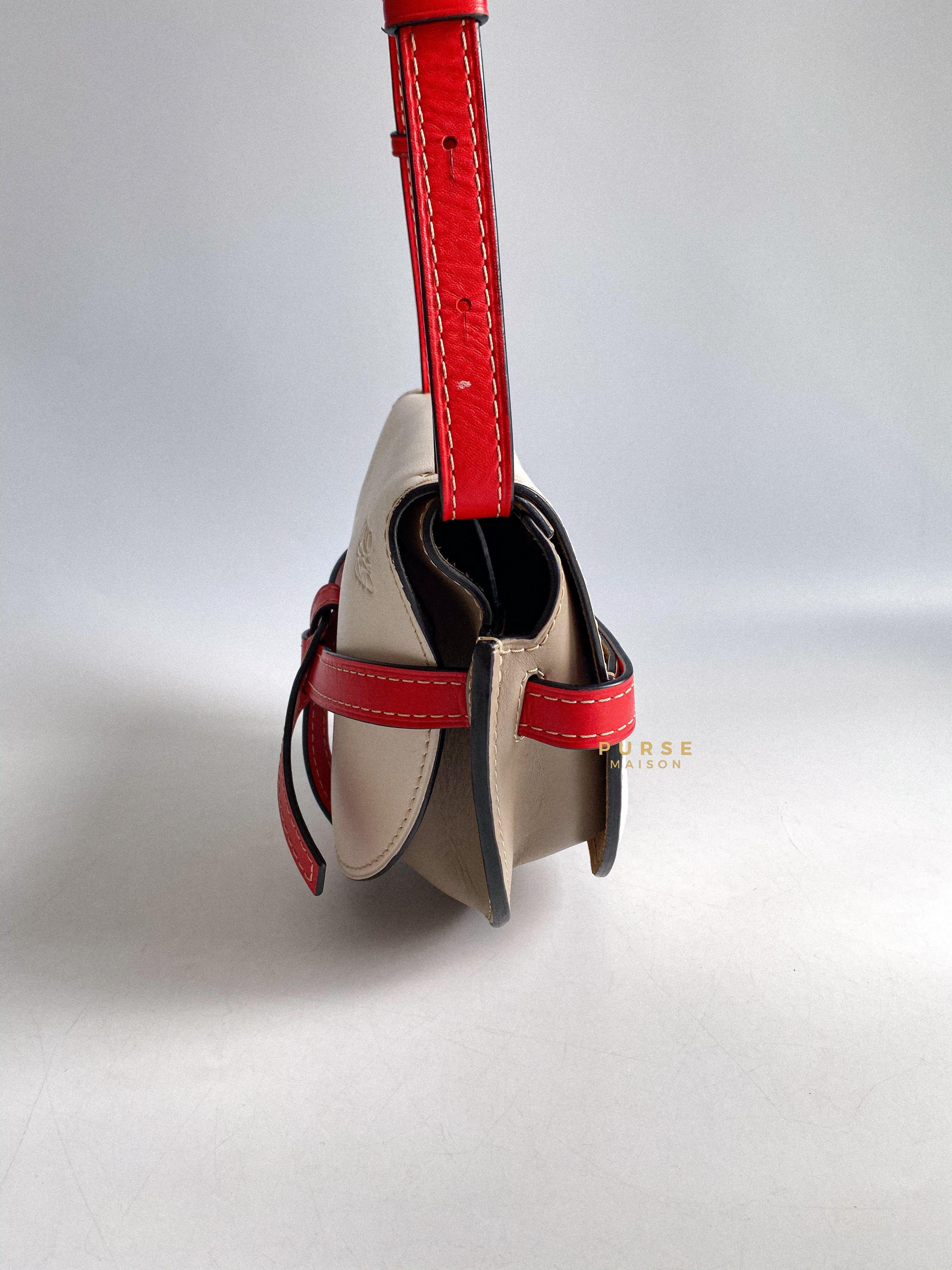 Loewe Gate Small in Red/White/Gray Leather