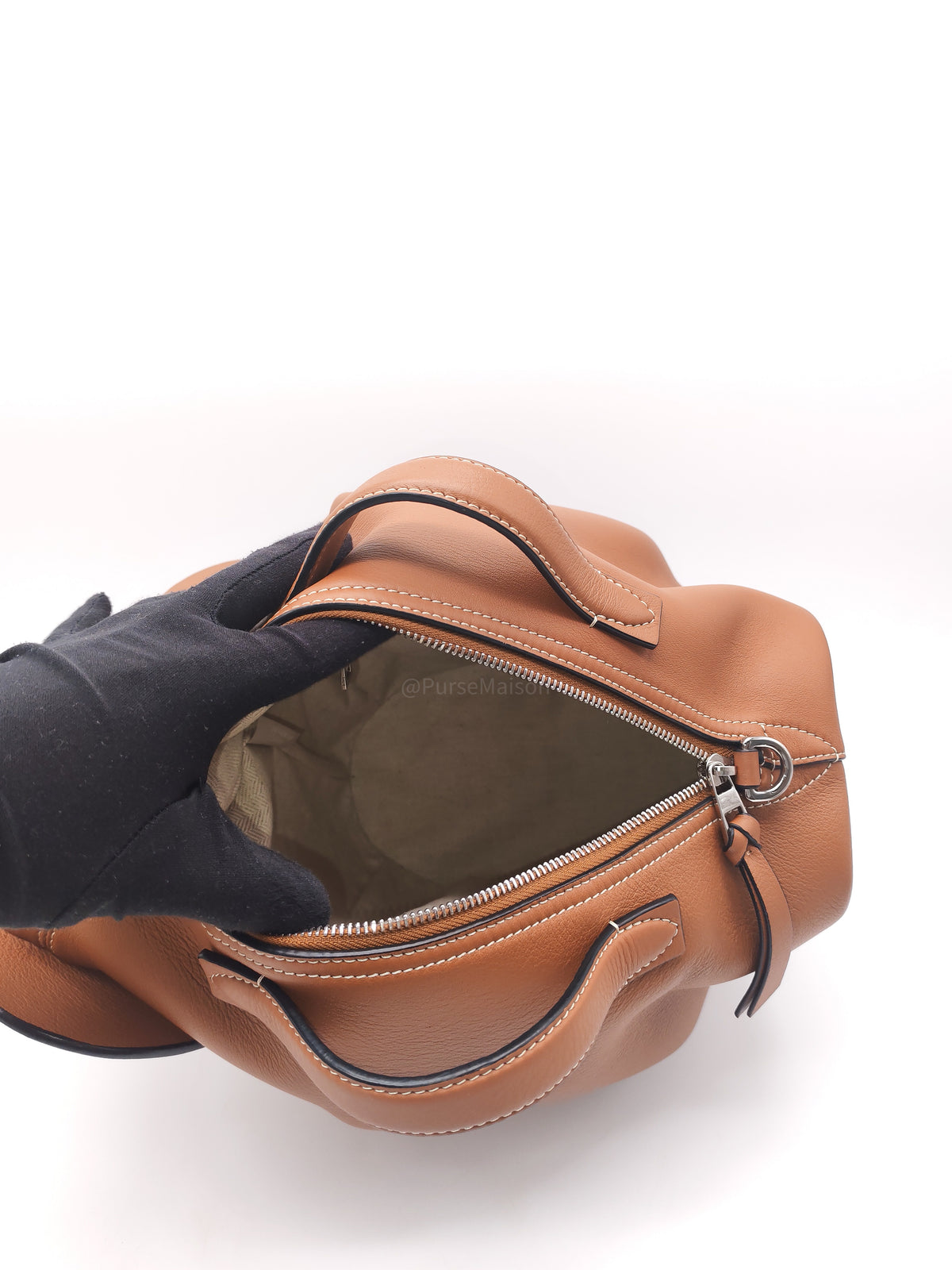 Loewe Large Elephant Bag in Tan Calfskin Leather Silver Hardware | Purse Maison Luxury Bags Shop