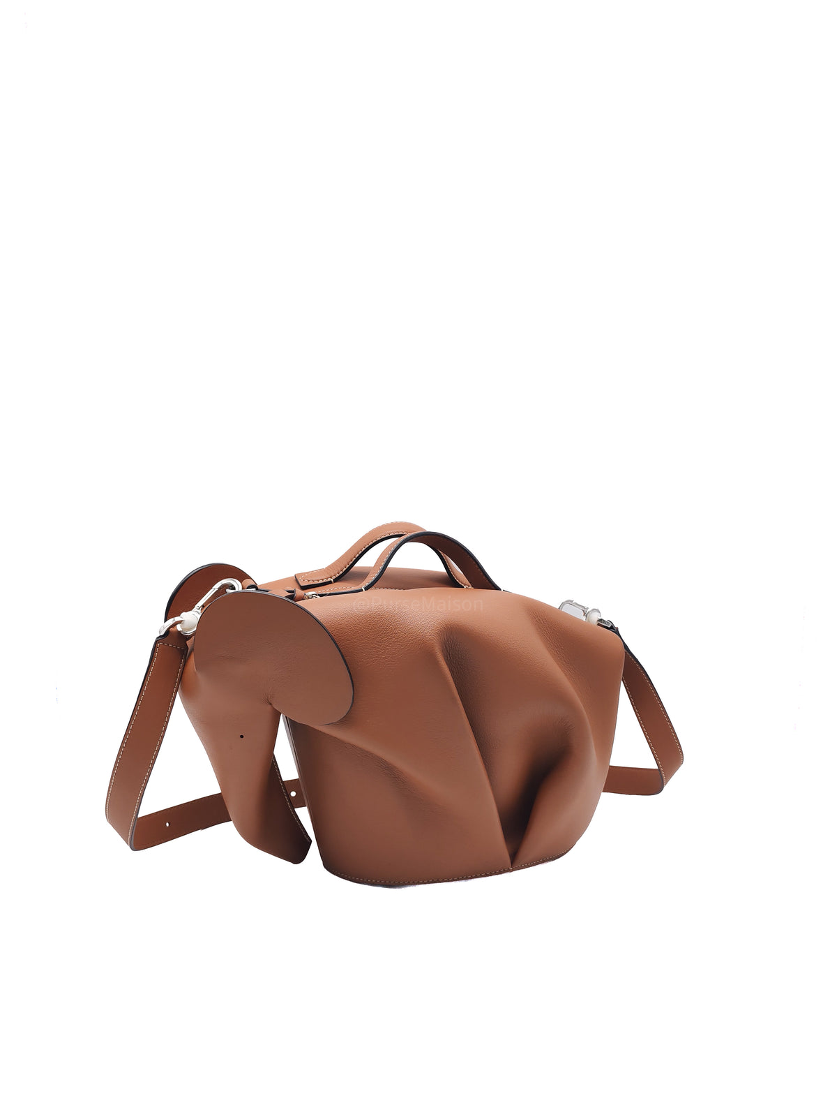 Loewe Large Elephant Bag in Tan Calfskin Leather Silver Hardware | Purse Maison Luxury Bags Shop