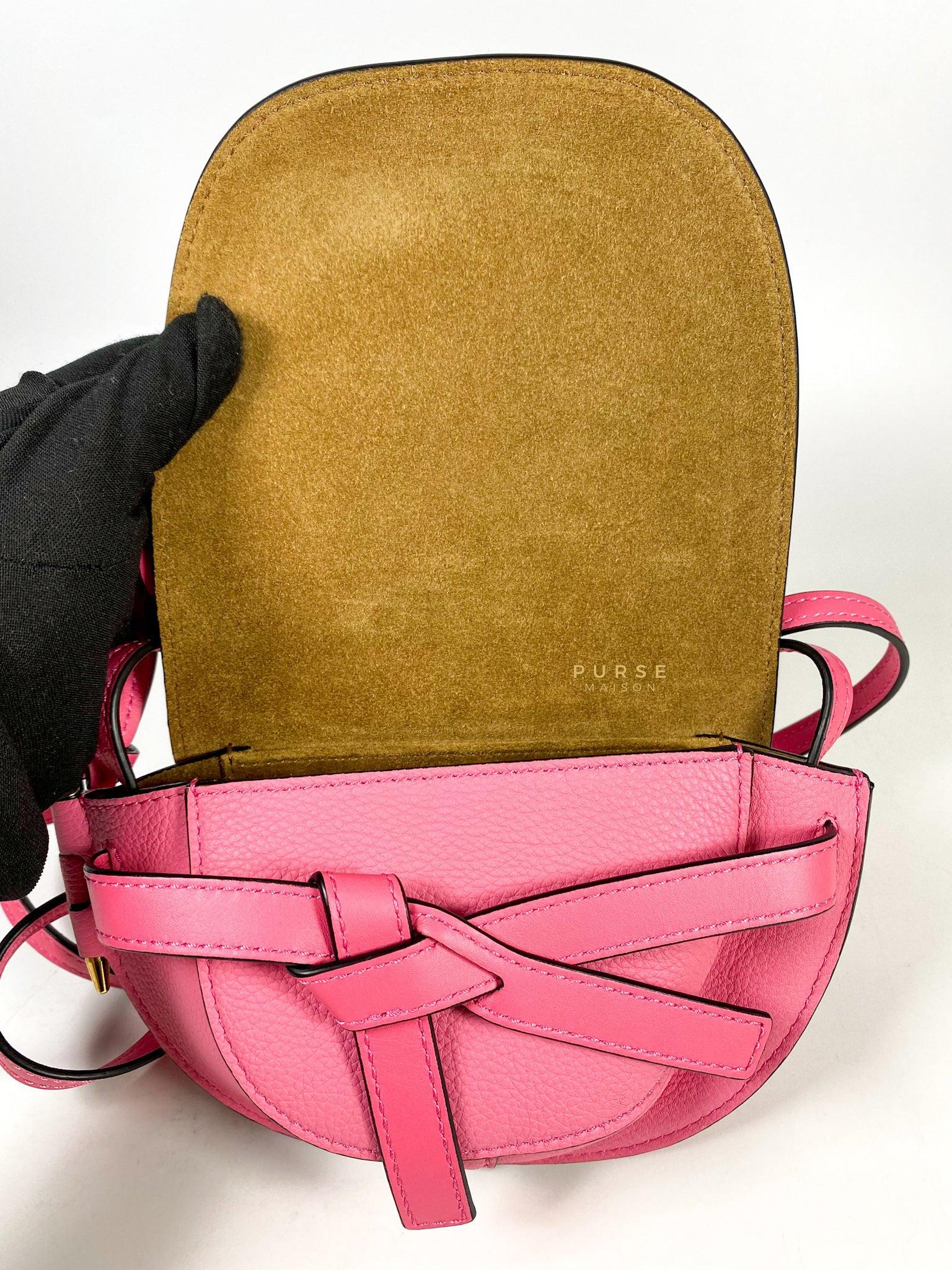 Loewe Mini Gate Cherry Pink Leather Cross Body Bag