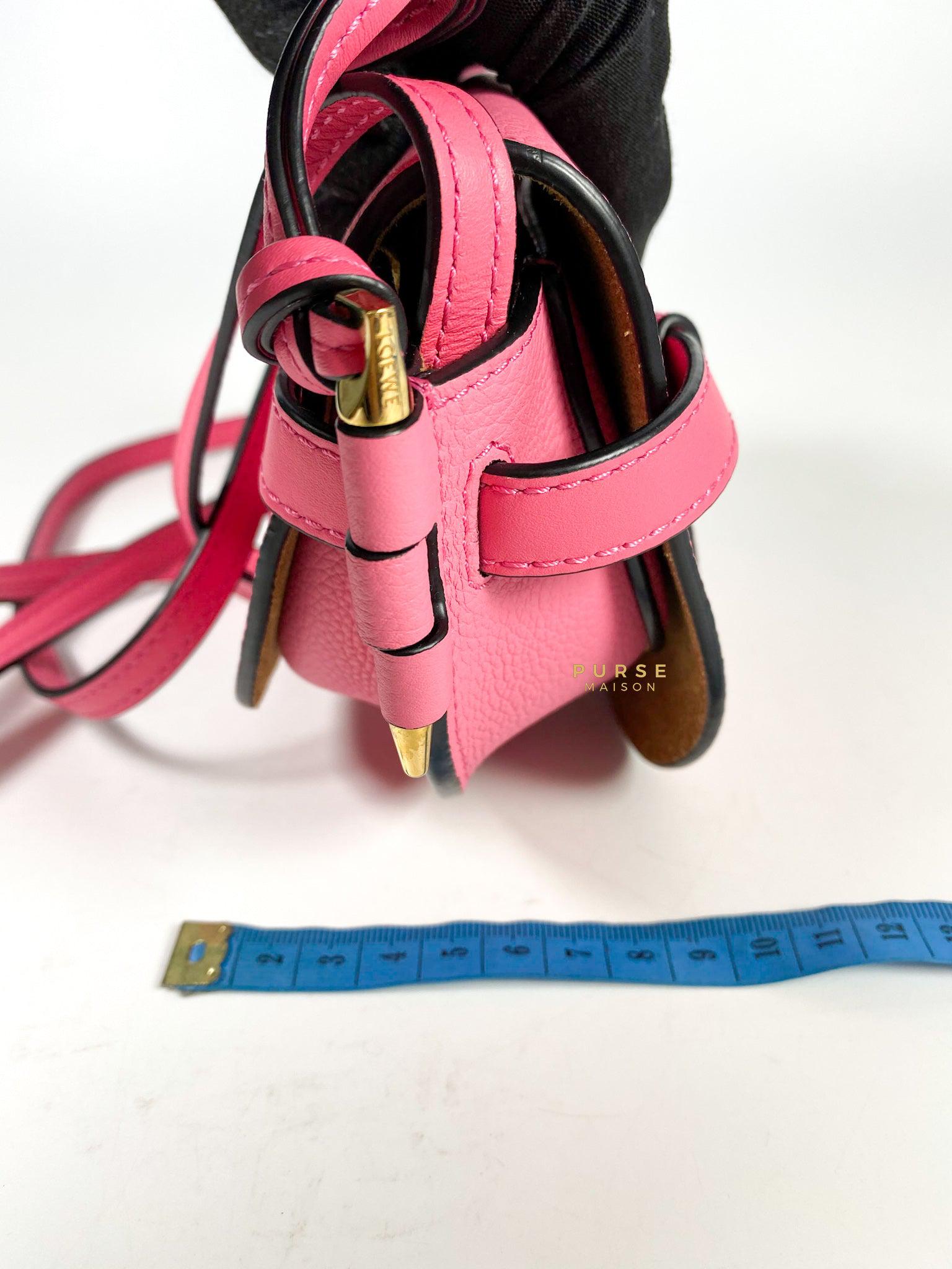 Loewe Mini Gate Cherry Pink Leather Cross Body Bag