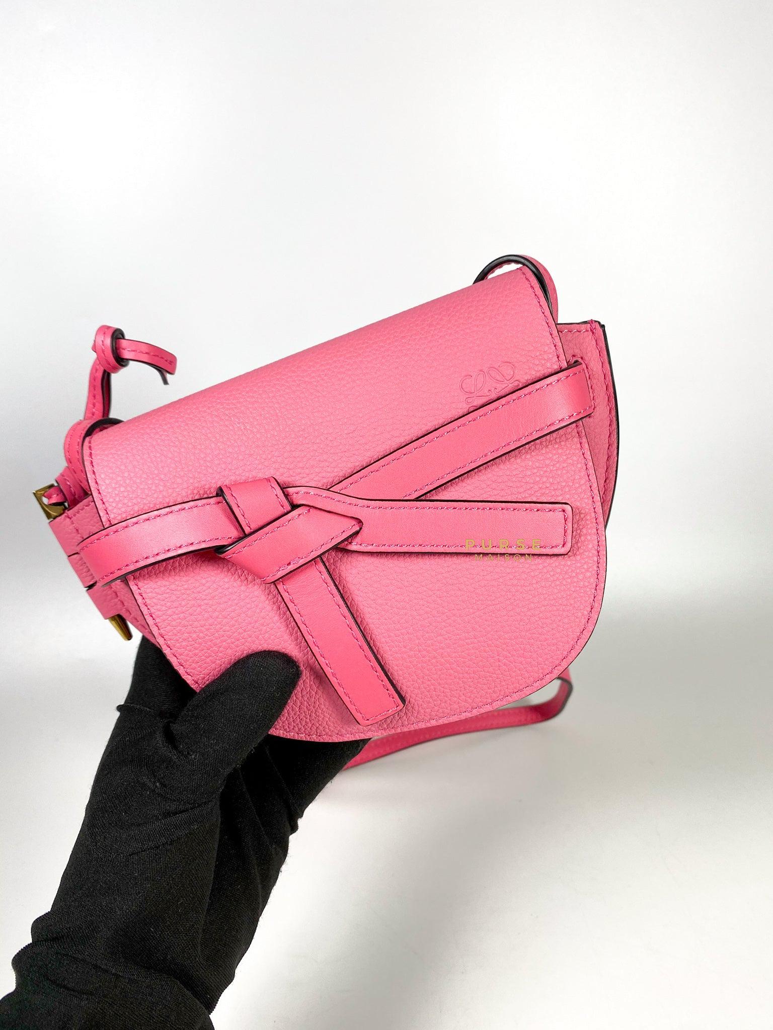 Loewe Mini Gate Cherry Pink Leather Cross Body Bag