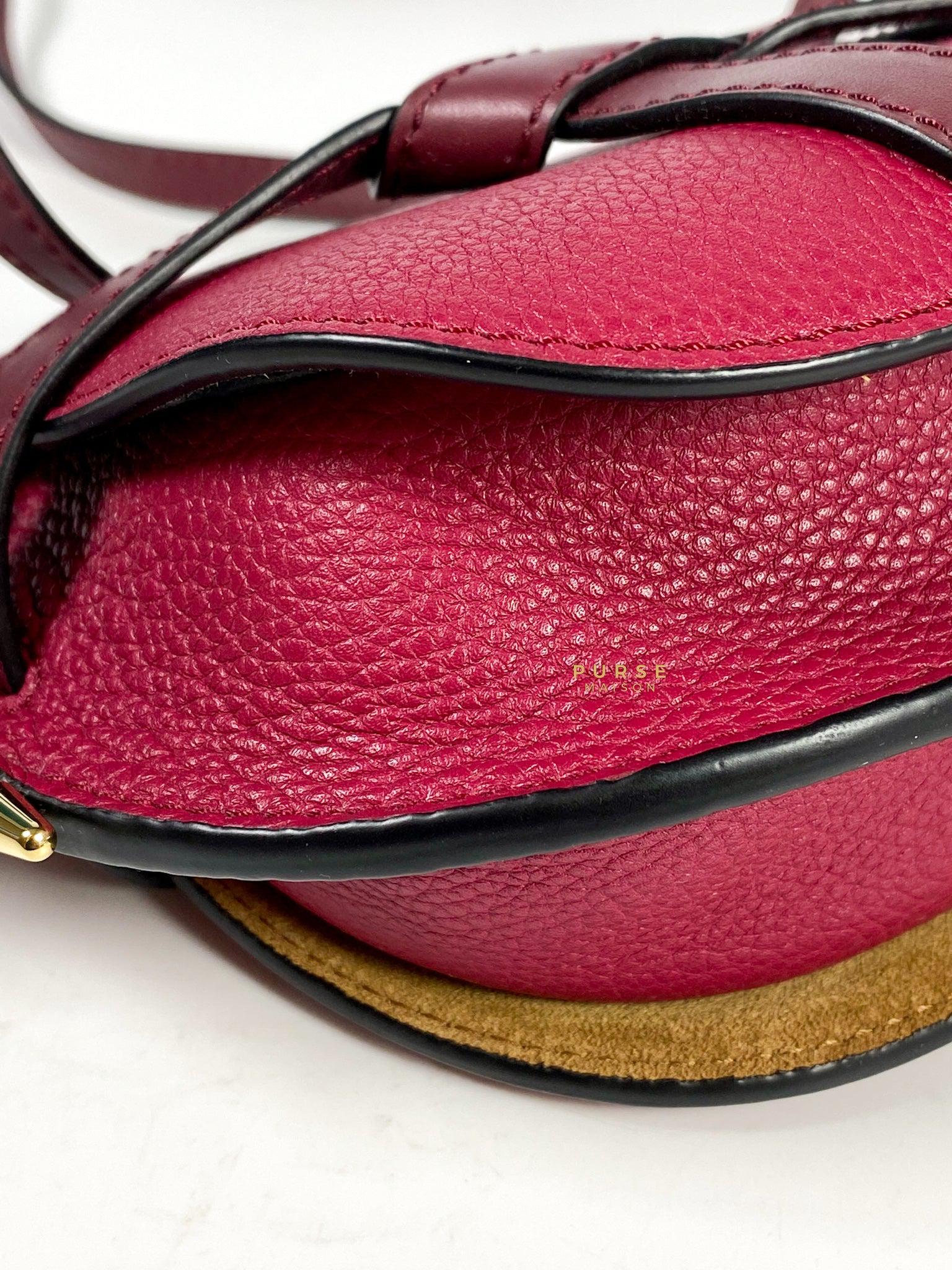 Loewe Mini Gate Raspberry Wine Leather Cross Body Bag