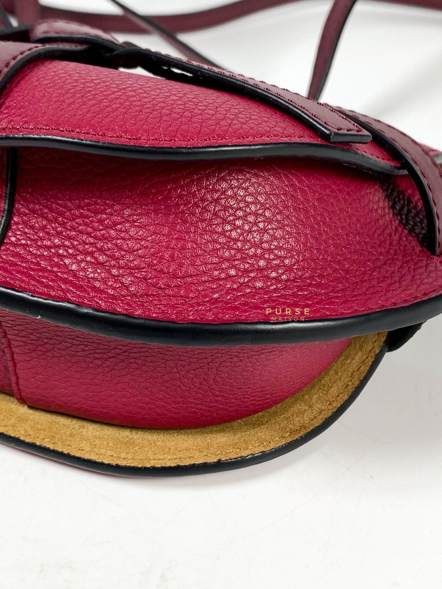 Loewe Mini Gate Raspberry Wine Leather Cross Body Bag