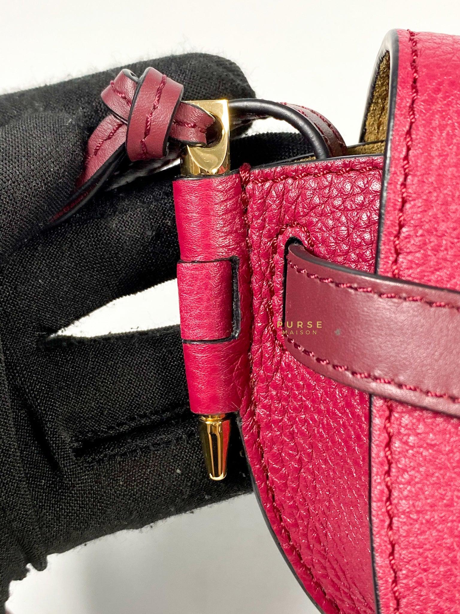 Loewe Mini Gate Raspberry Wine Leather Cross Body Bag