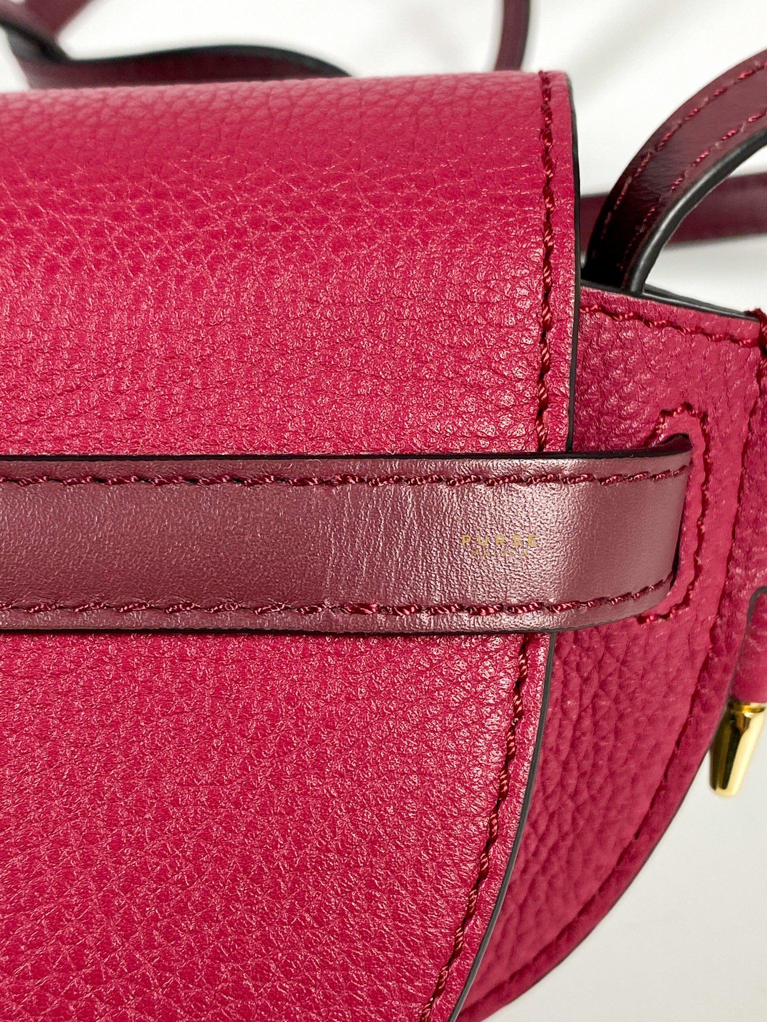 Loewe Mini Gate Raspberry Wine Leather Cross Body Bag