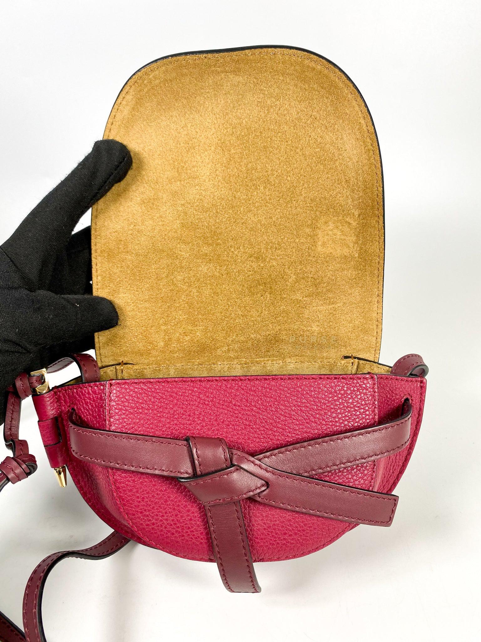 Loewe Mini Gate Raspberry Wine Leather Cross Body Bag