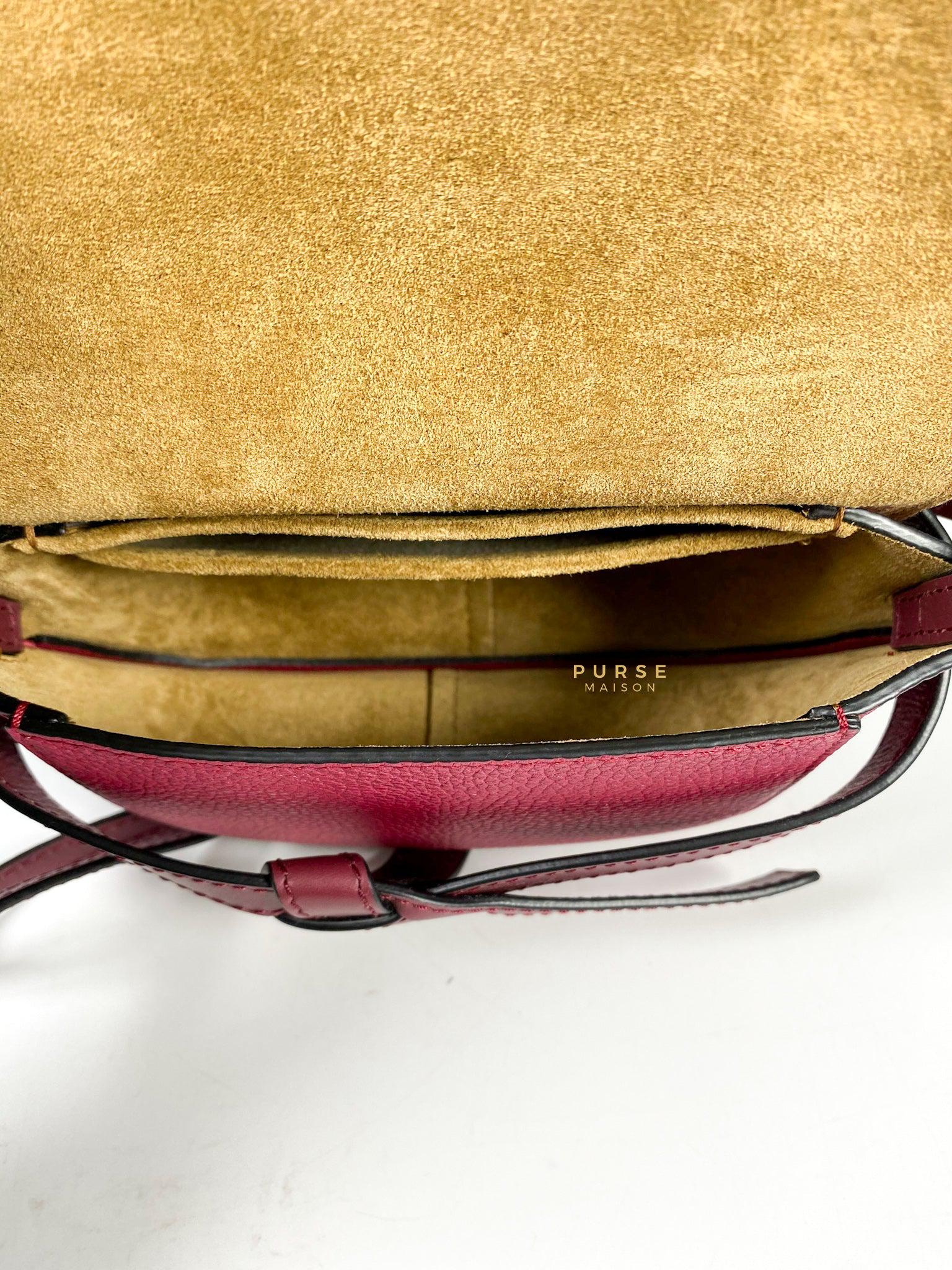 Loewe Mini Gate Raspberry Wine Leather Cross Body Bag