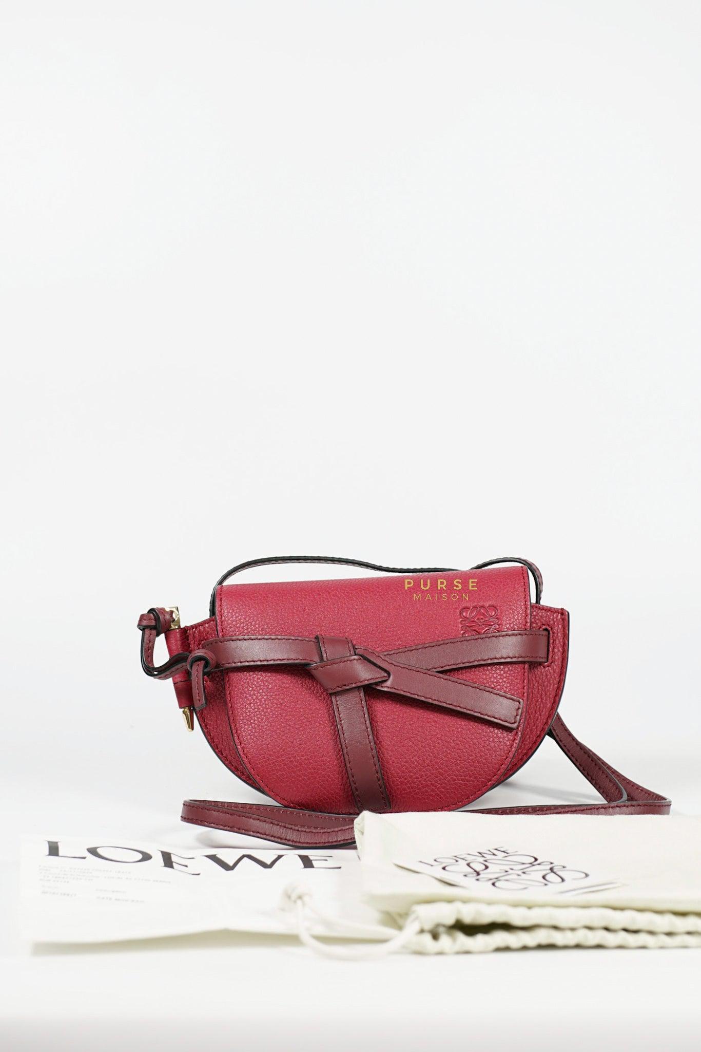 Loewe Mini Gate Raspberry Wine Leather Cross Body Bag