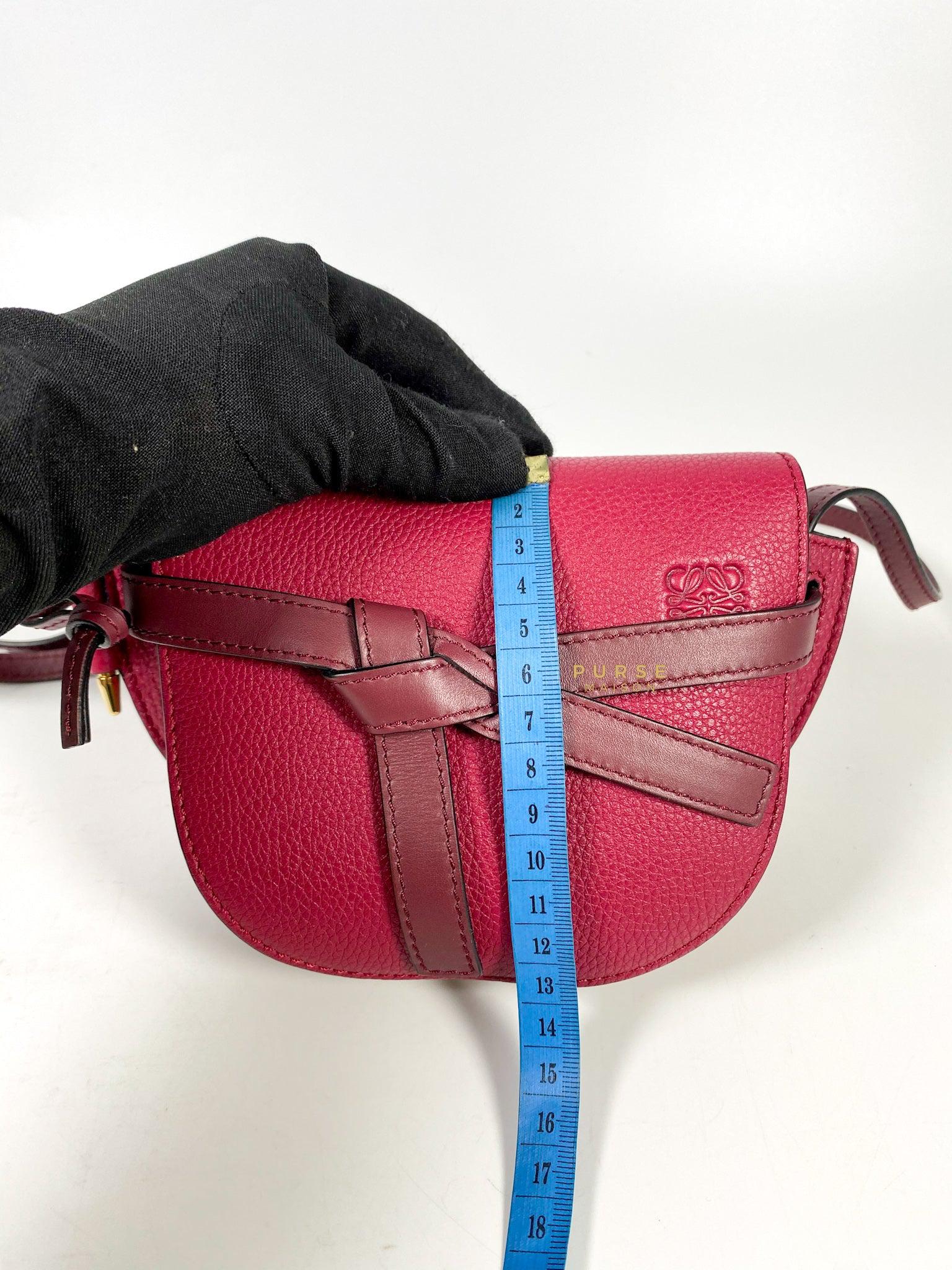 Loewe Mini Gate Raspberry Wine Leather Cross Body Bag