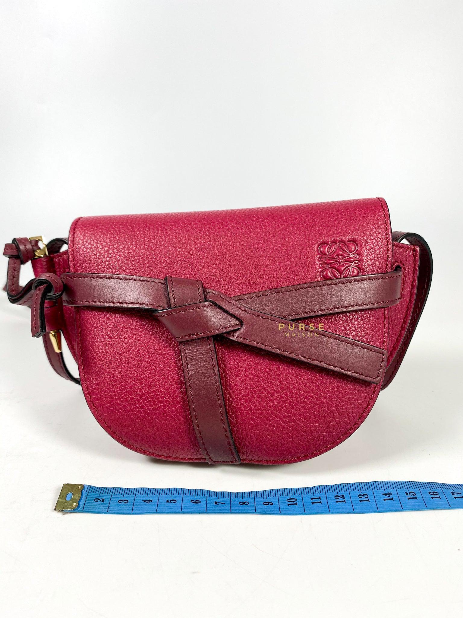Loewe Mini Gate Raspberry Wine Leather Cross Body Bag